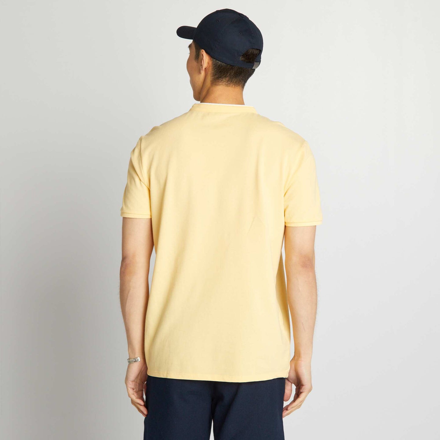 Polo   col mao en piqu  de coton Jaune