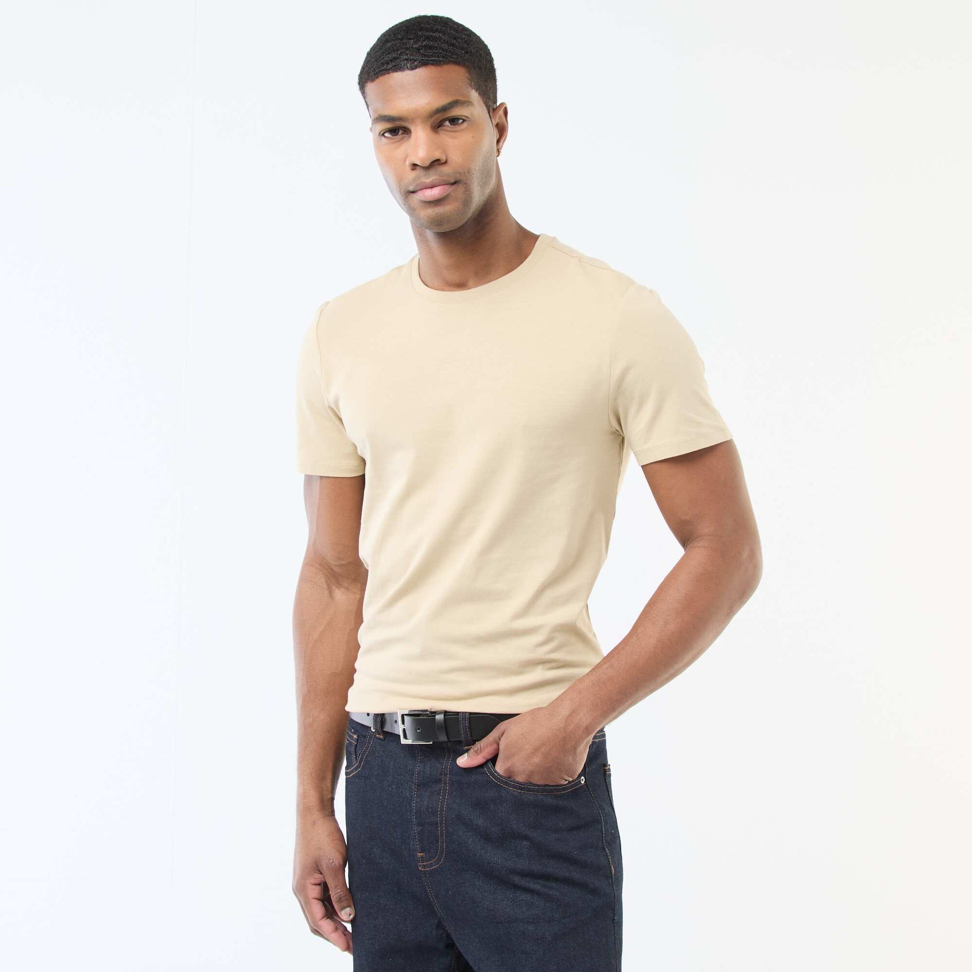 Tee-shirt uni - Slim fit BEIGE