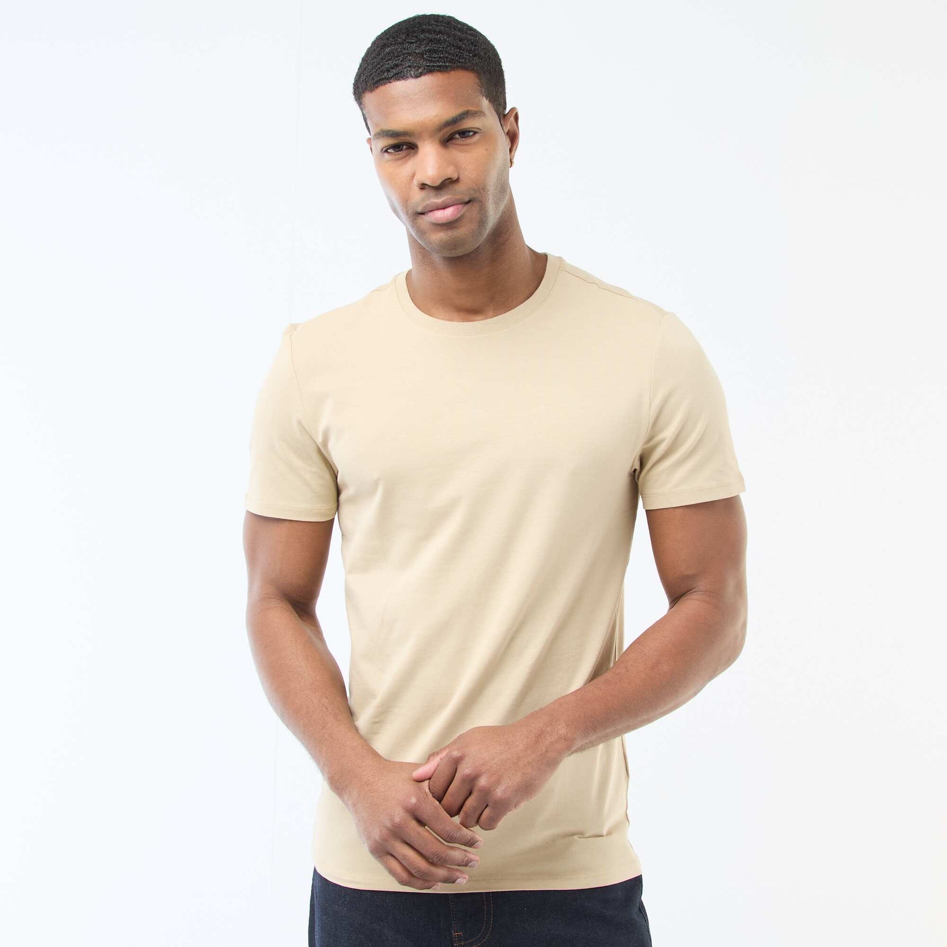 Tee-shirt uni - Slim fit BEIGE