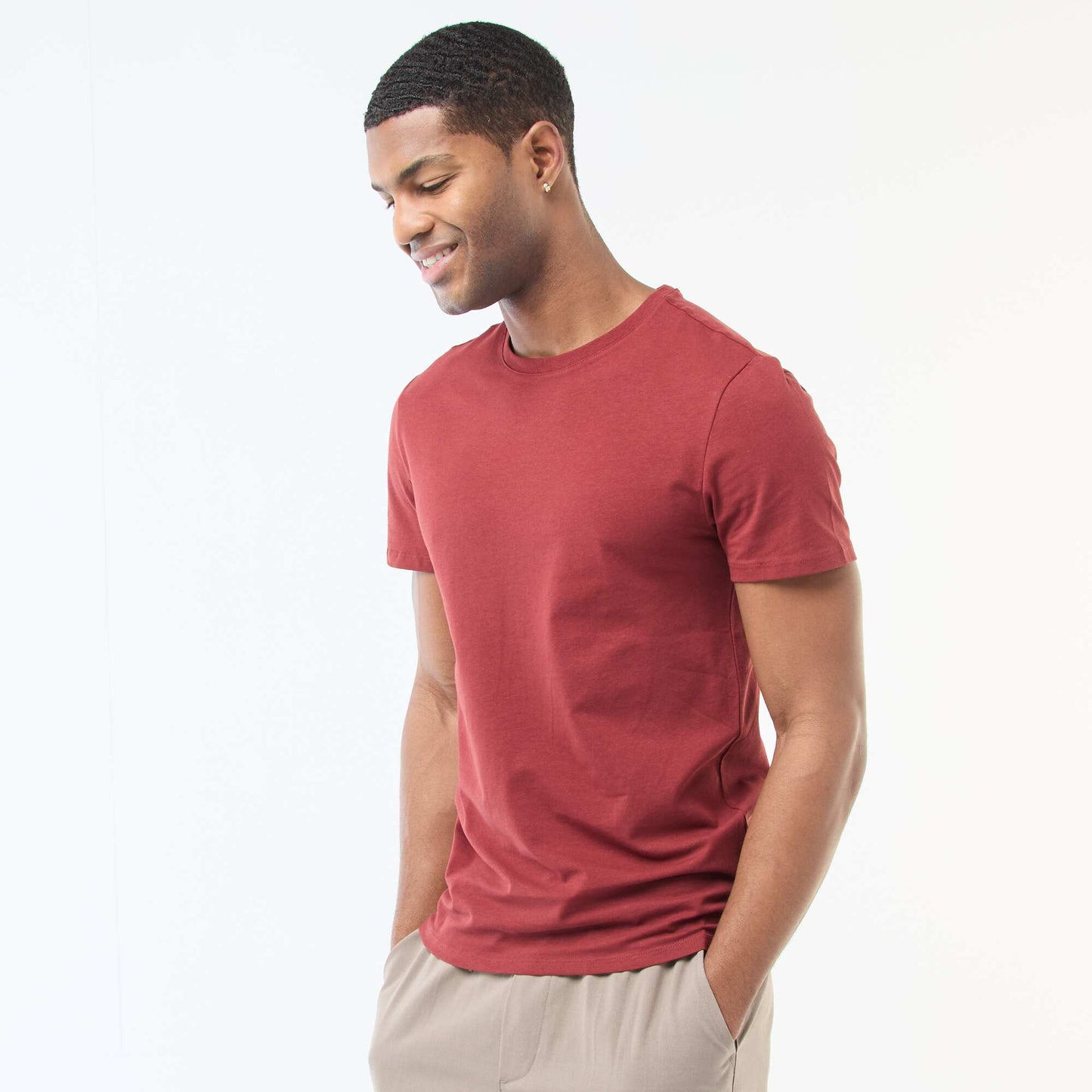 Tee-shirt uni - Slim fit ROUGE