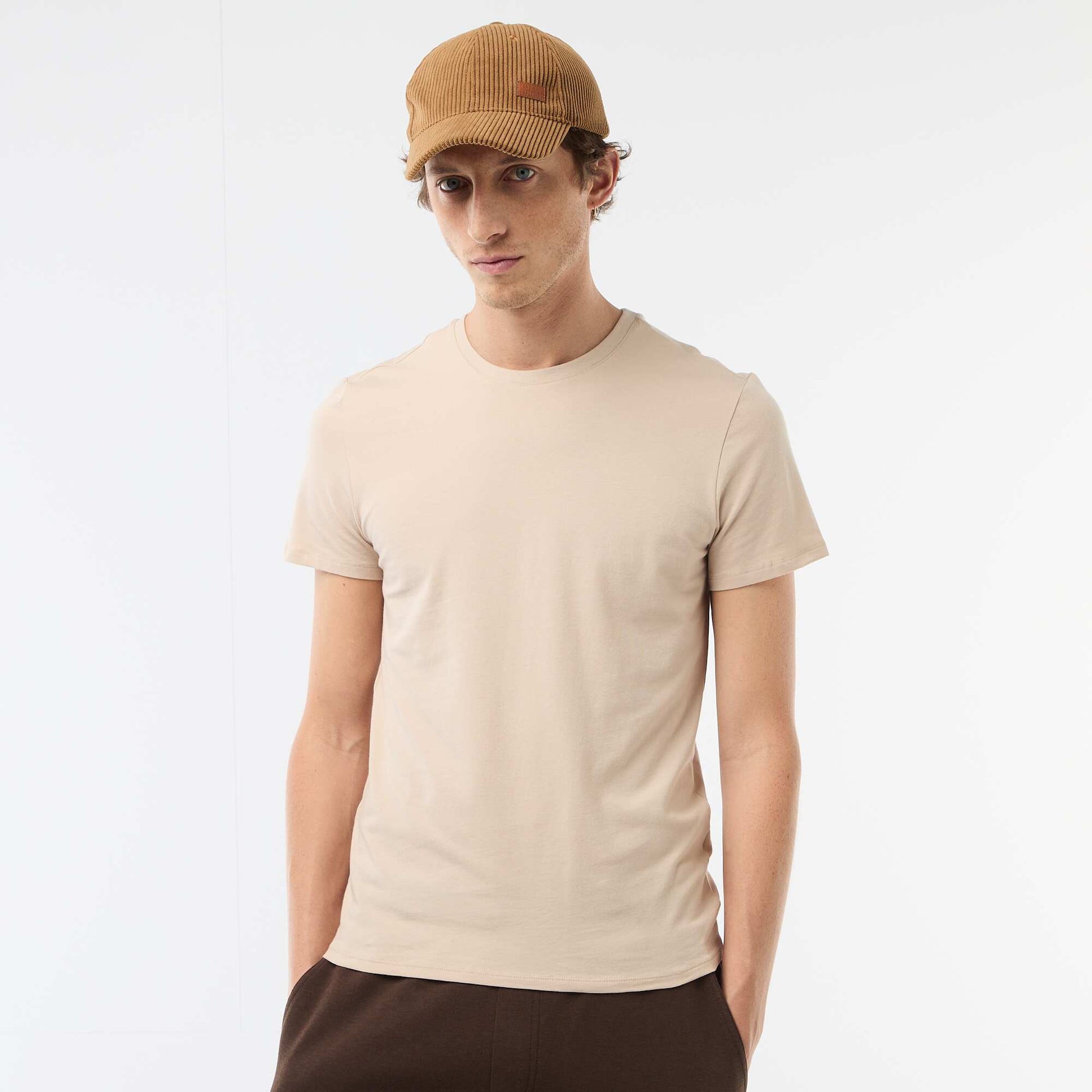 Tee-shirt uni - Slim fit BEIGE