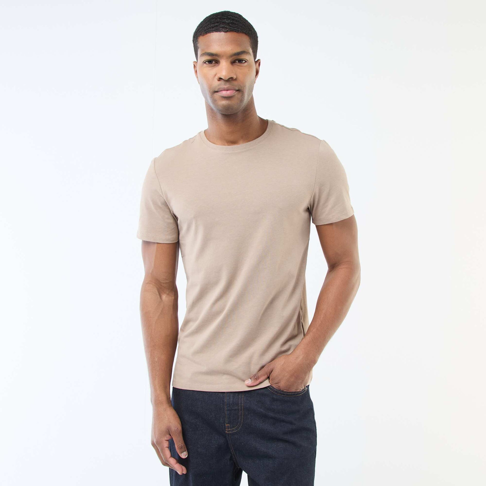 Tee-shirt uni - Slim fit BEIGE