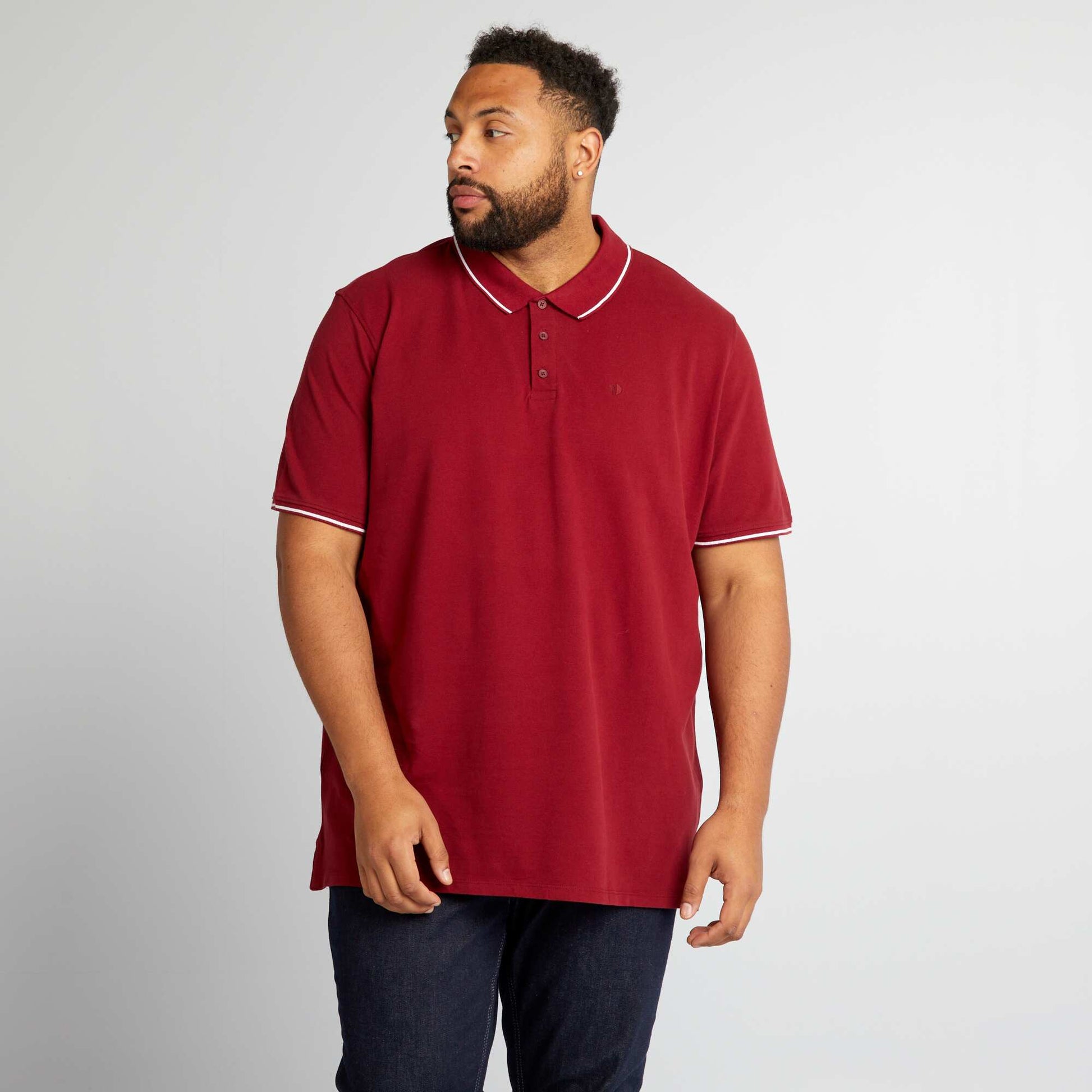 Polo en coton contrastes Rouge