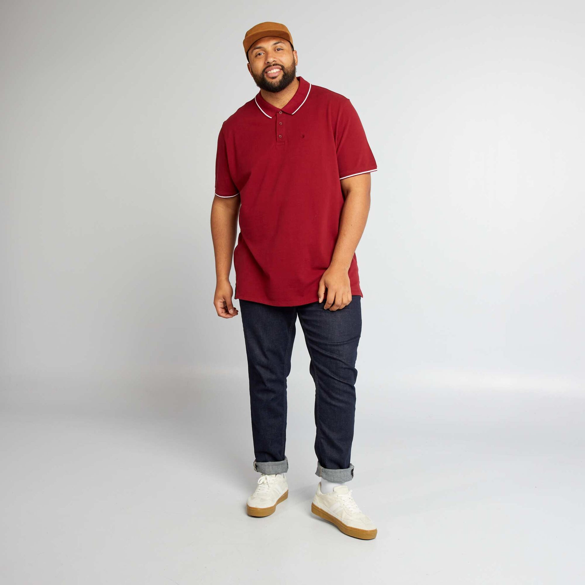 Polo en coton contrastes Rouge