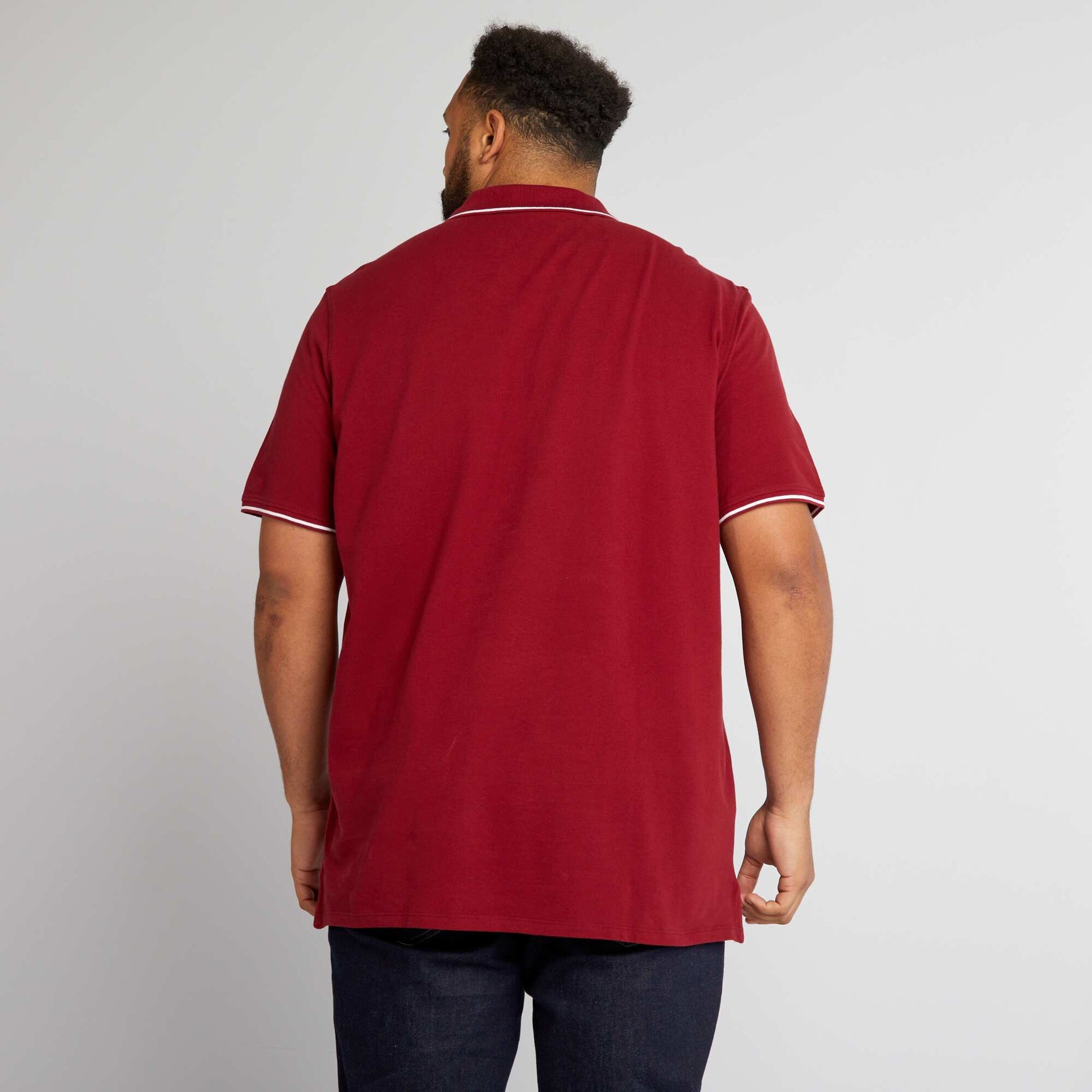Polo en coton contrastes Rouge