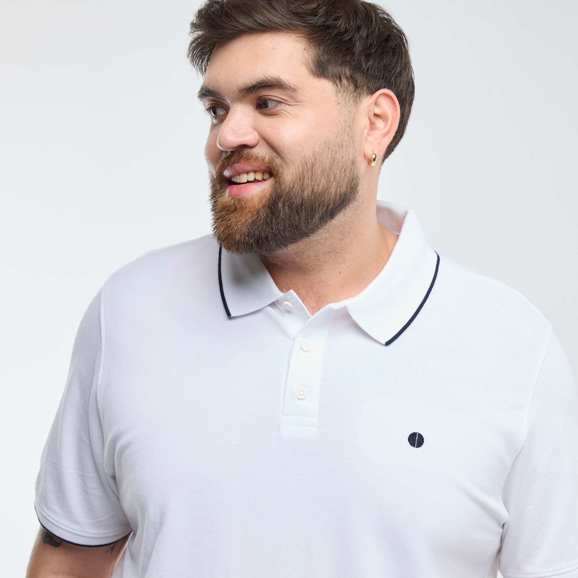Polo en coton à contrastes BLANC