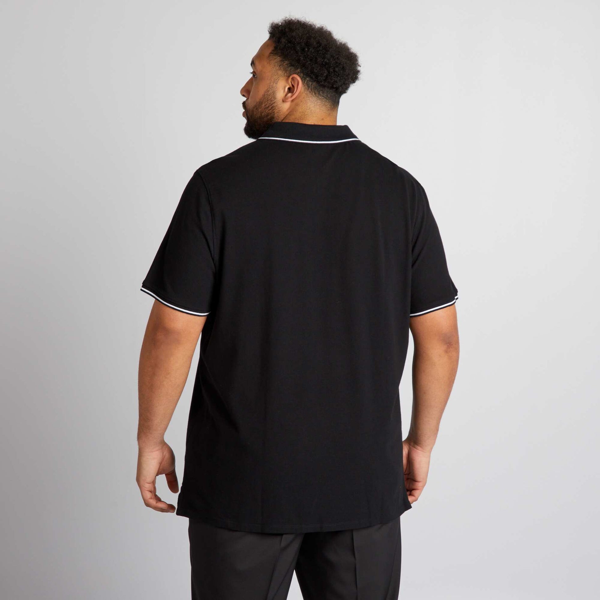 Polo en coton contrastes noir