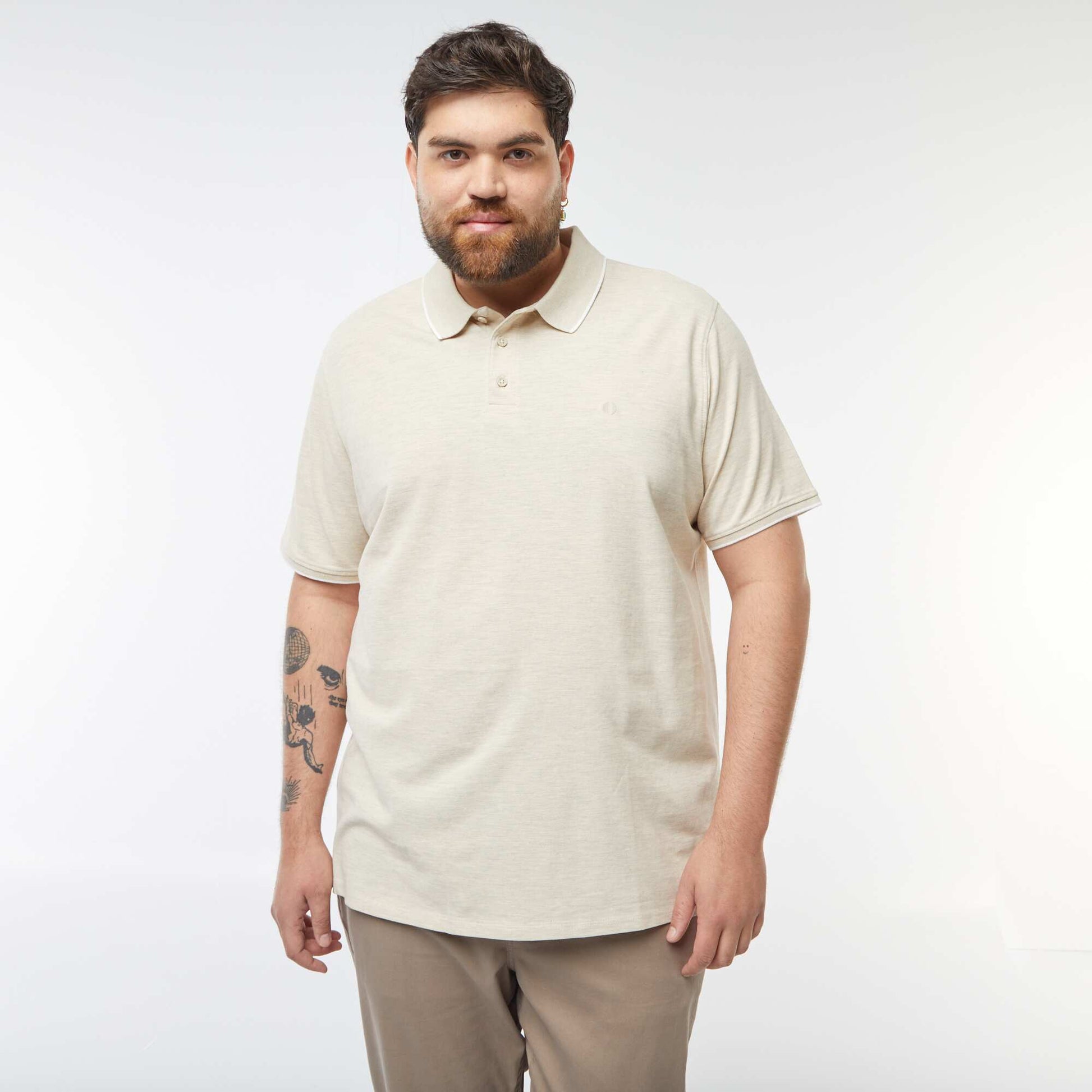 Polo en coton à contrastes BEIGE