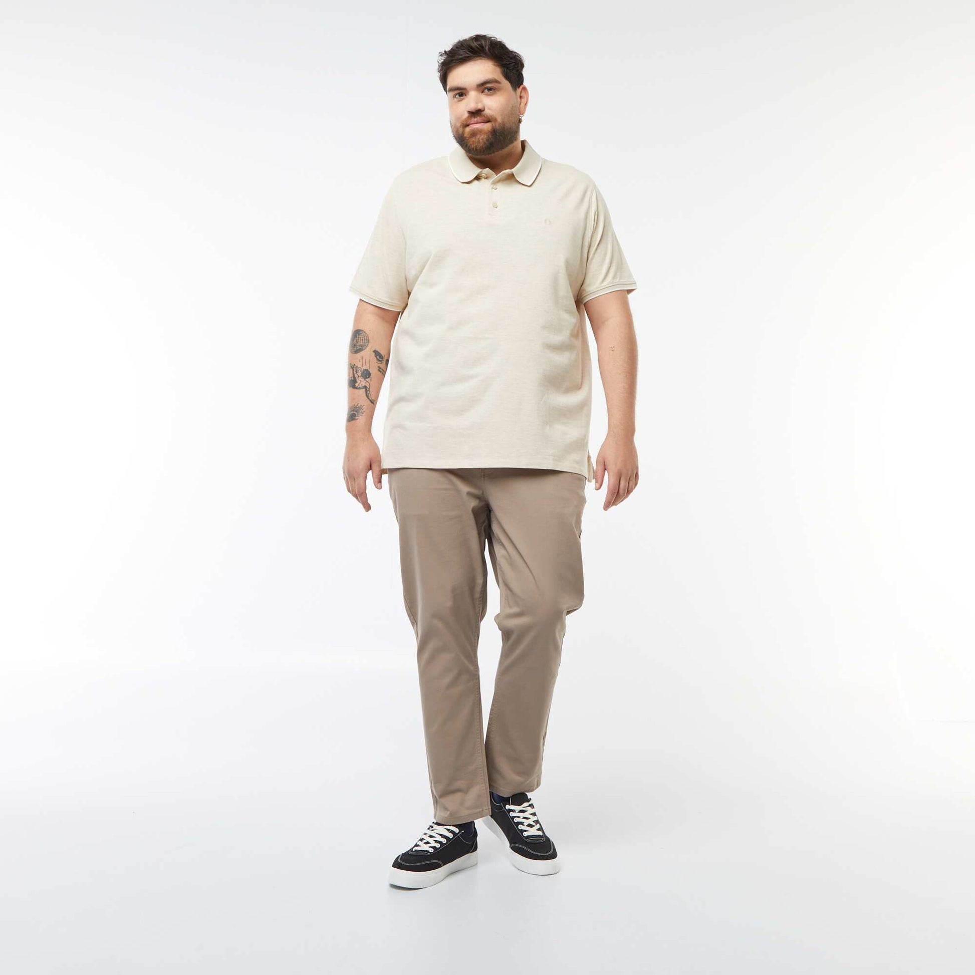 Polo en coton à contrastes BEIGE