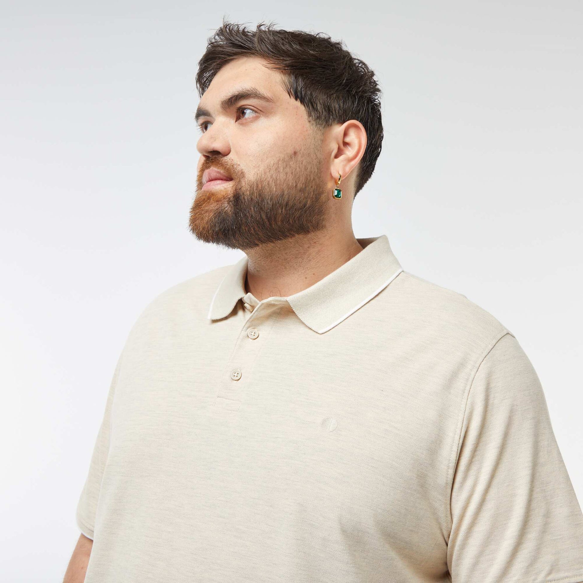 Polo en coton à contrastes BEIGE
