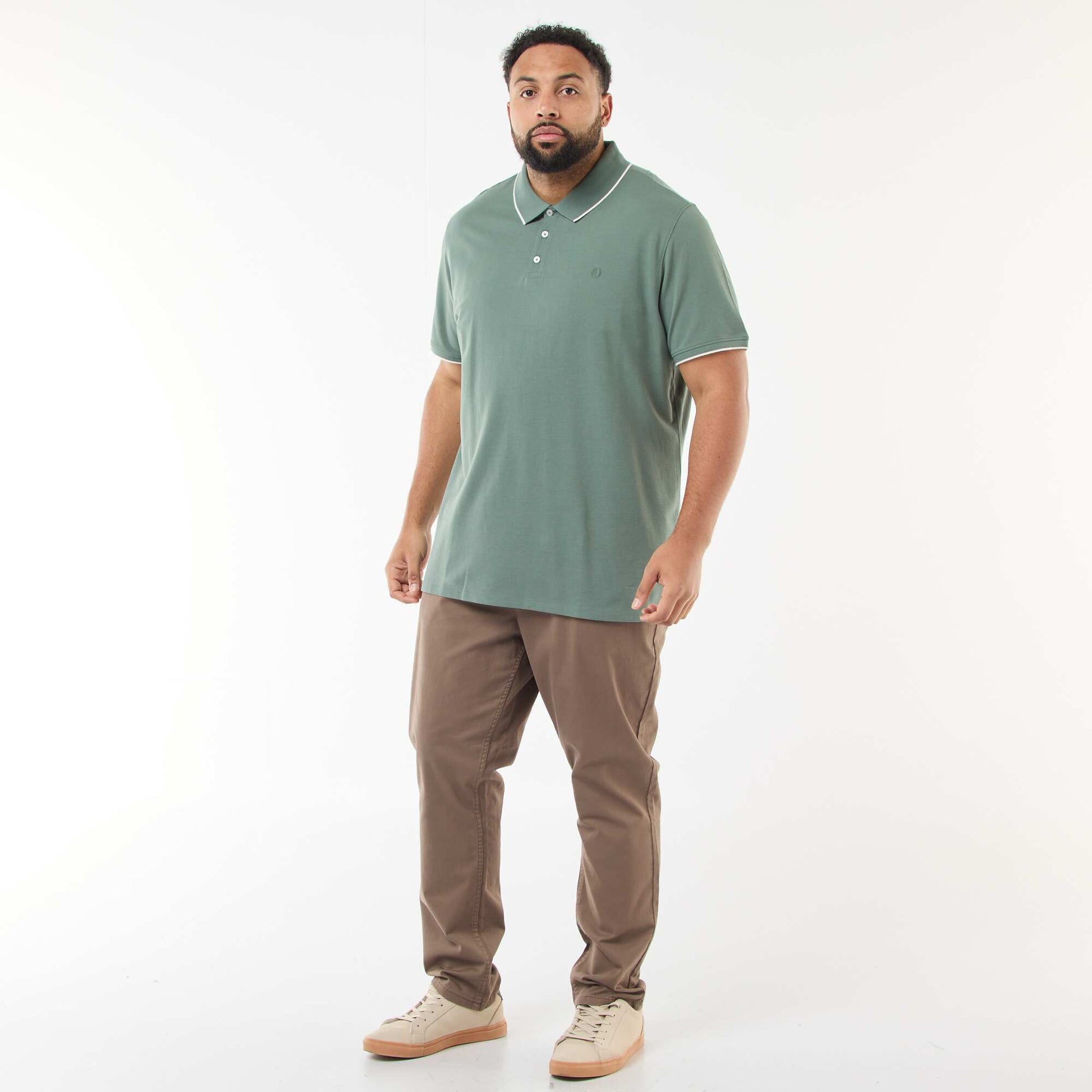 Polo en coton à contrastes VERT