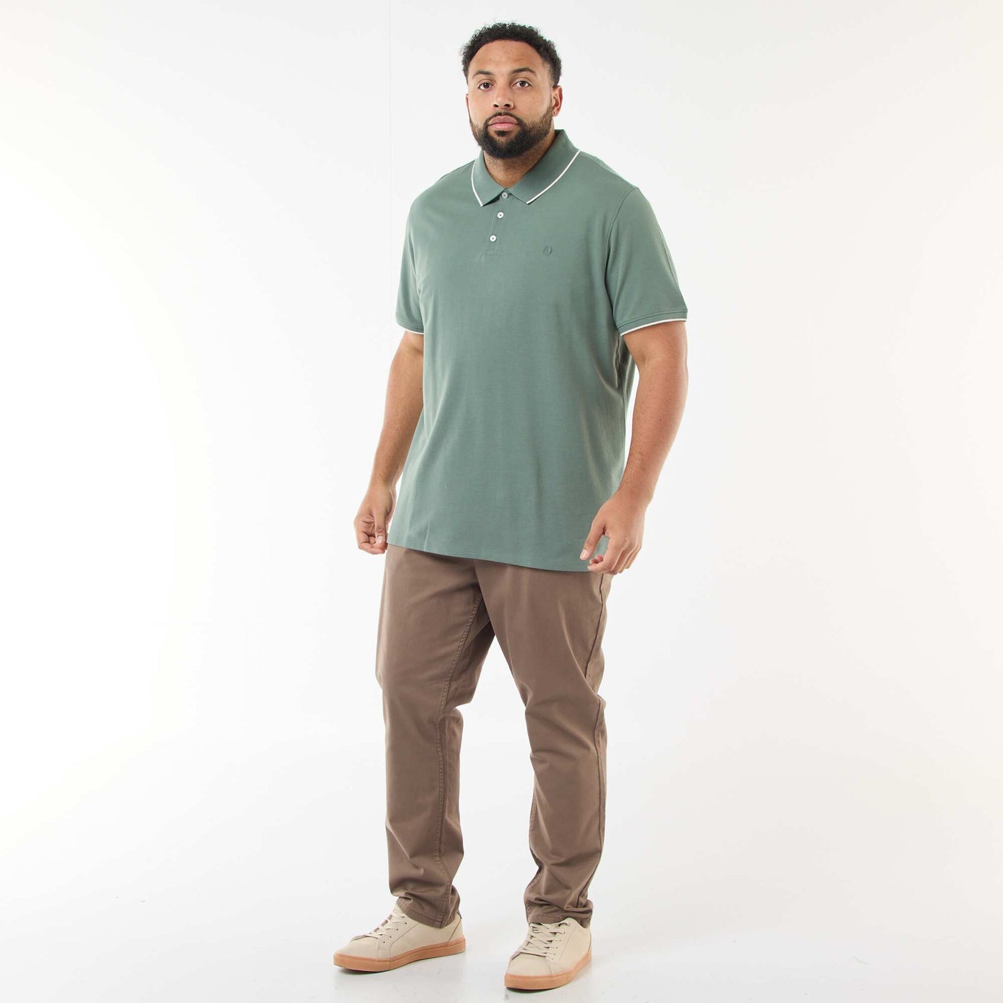 Polo en coton à contrastes VERT