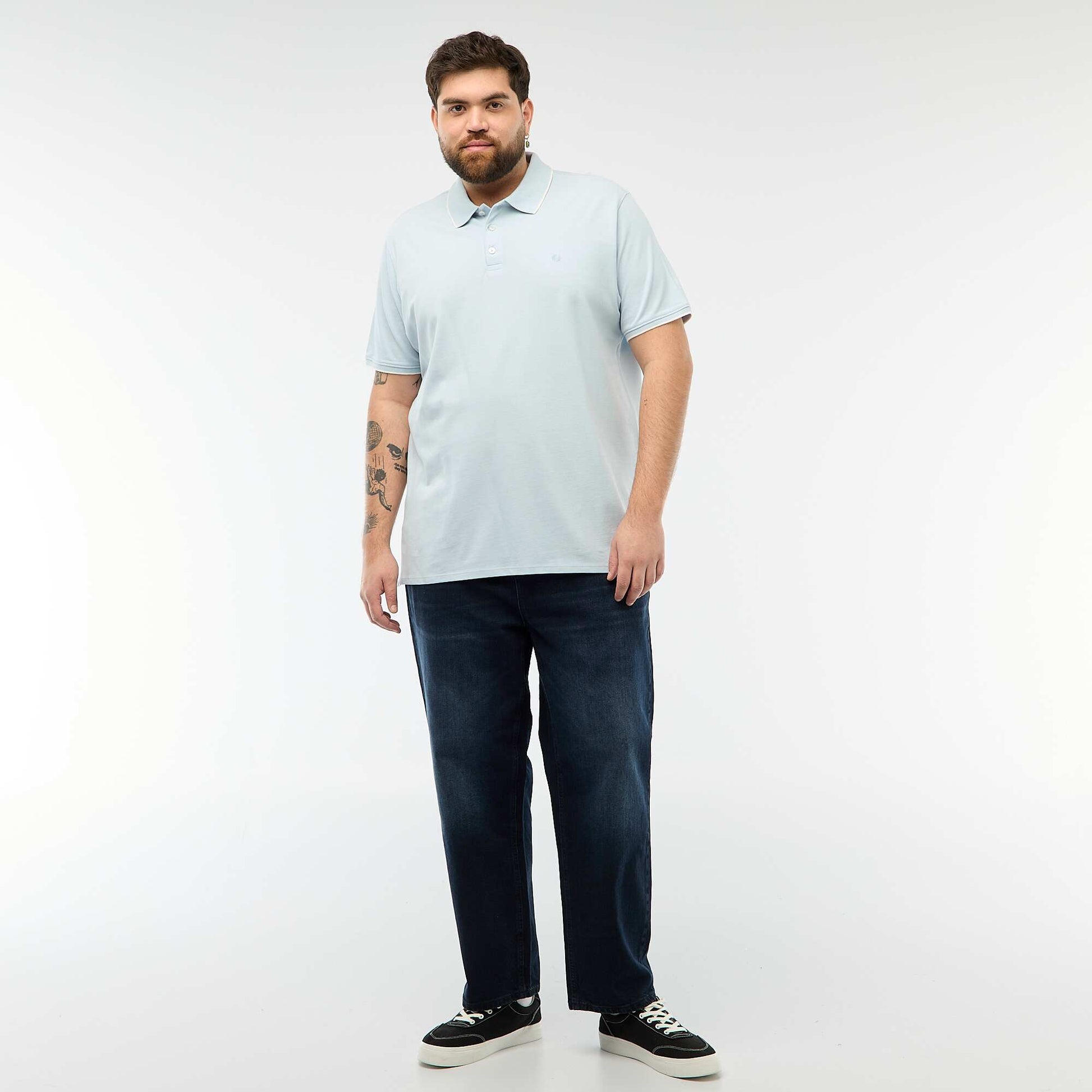 Polo en coton à contrastes BLEU