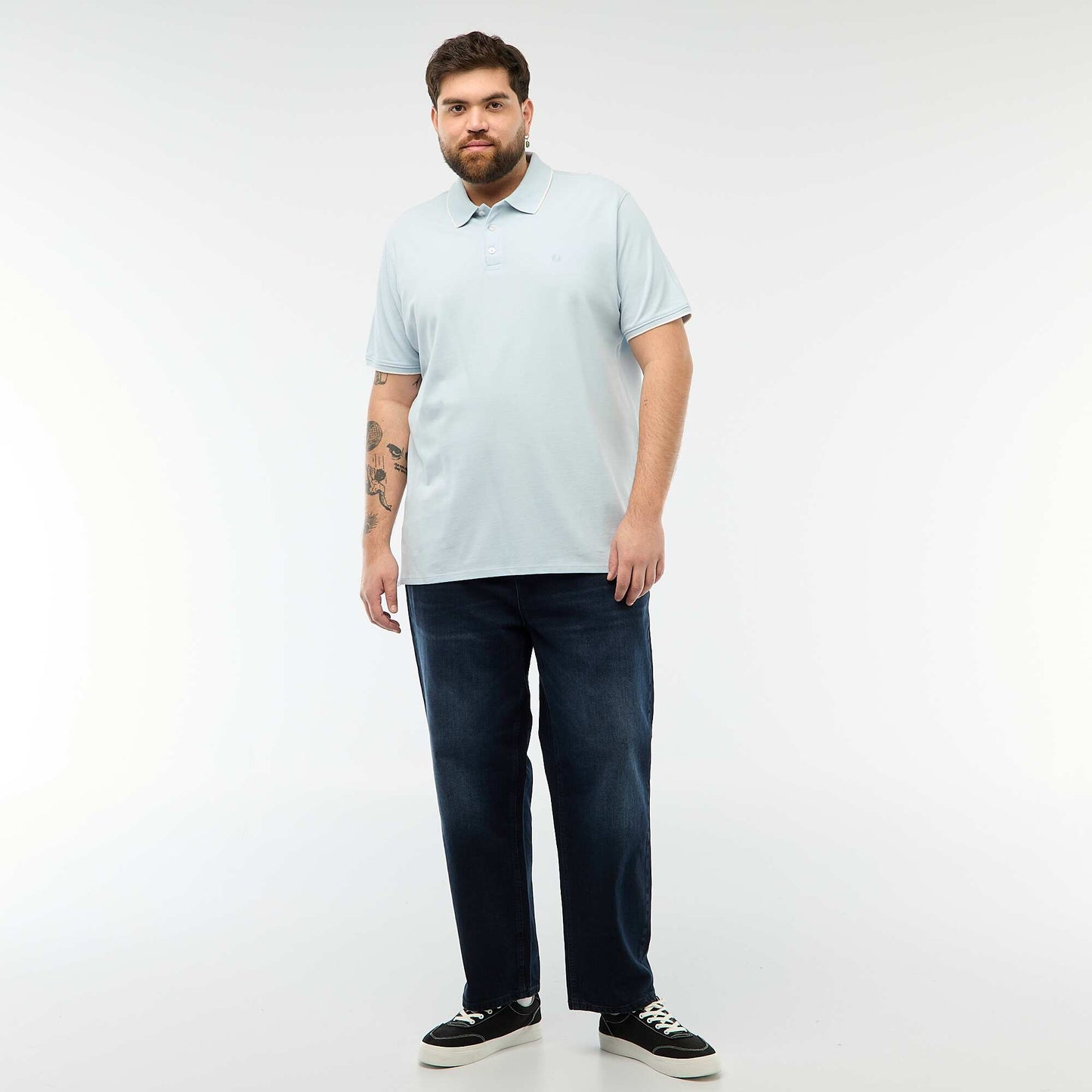 Polo en coton à contrastes BLEU