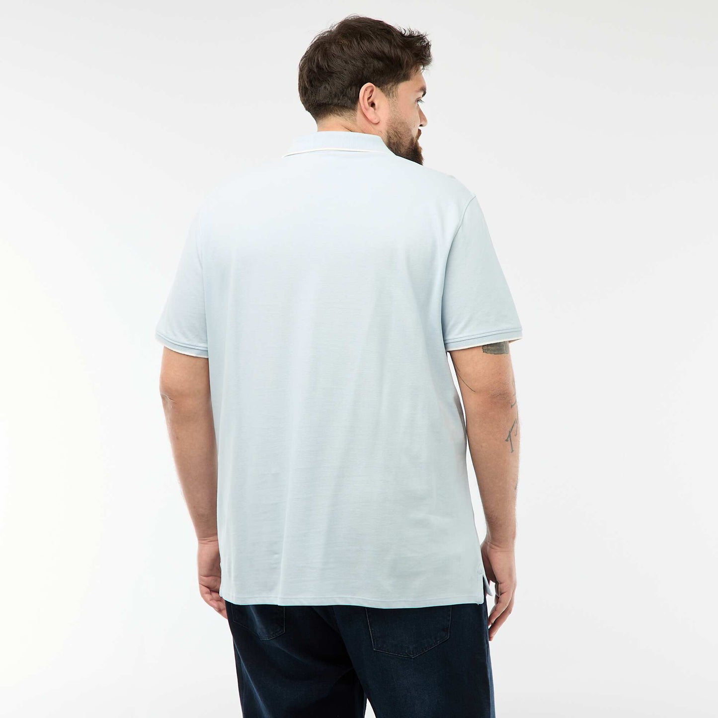 Polo en coton à contrastes BLEU