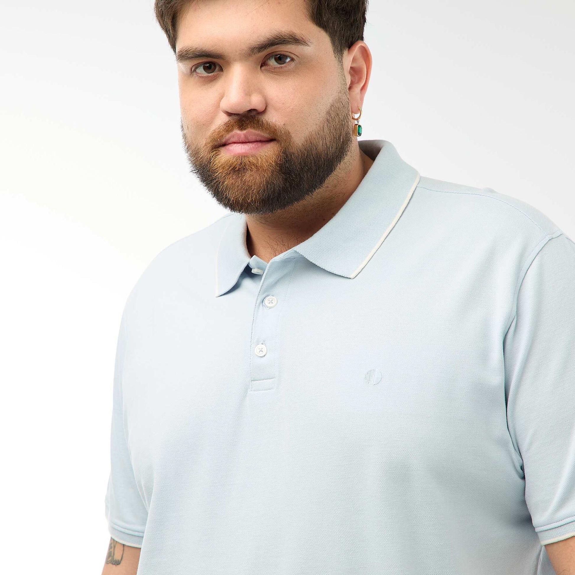 Polo en coton à contrastes BLEU