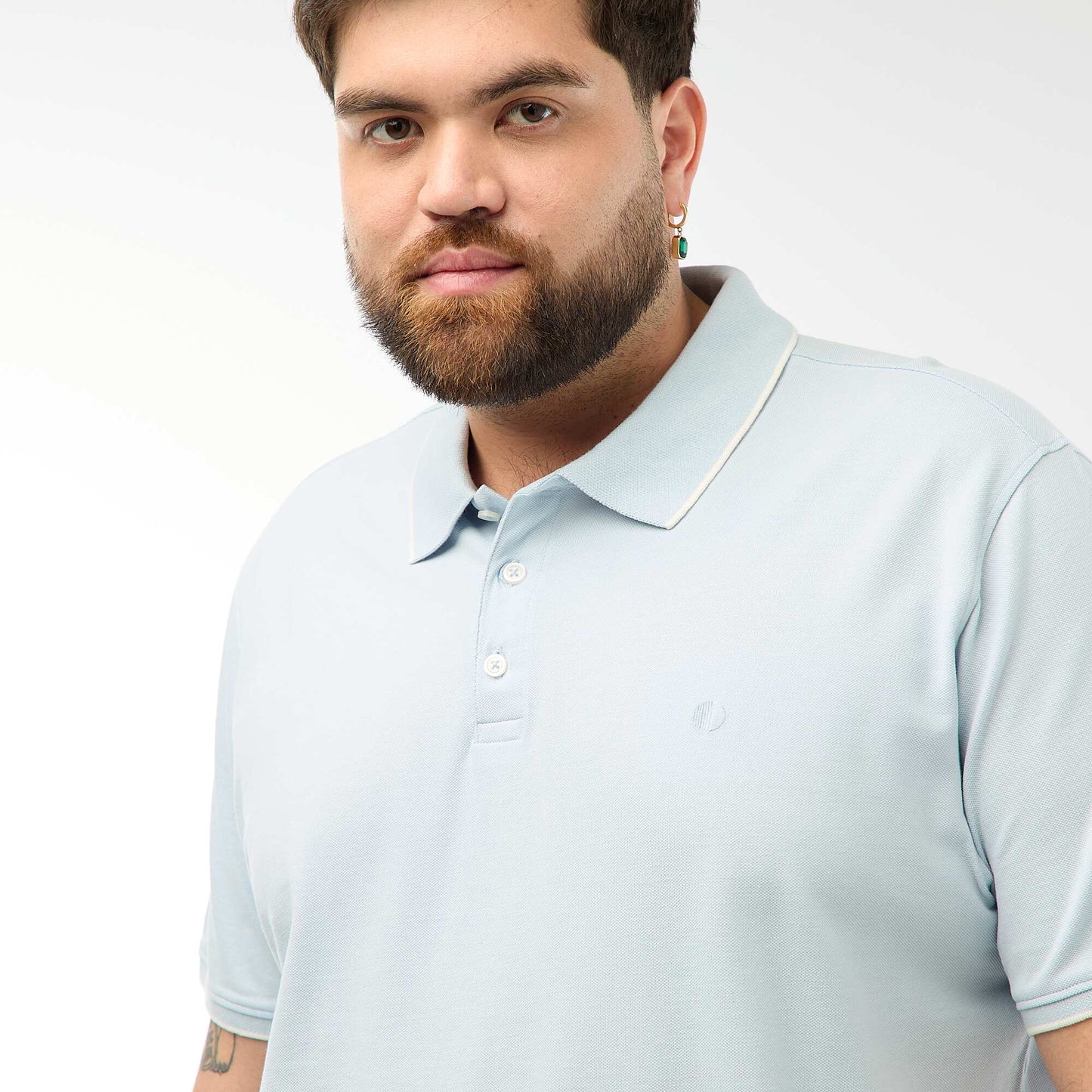 Polo en coton à contrastes BLEU