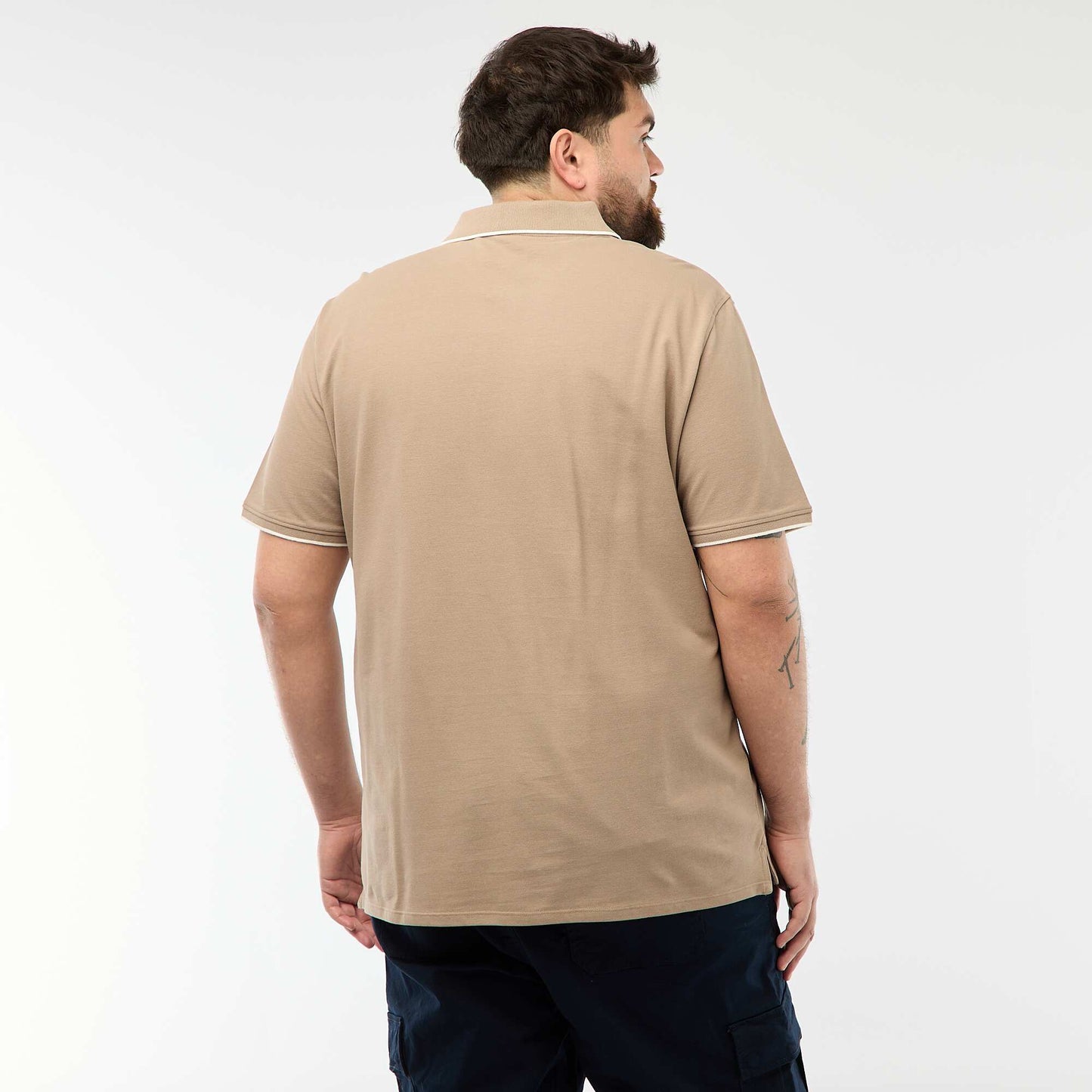 Polo en coton à contrastes MARRON