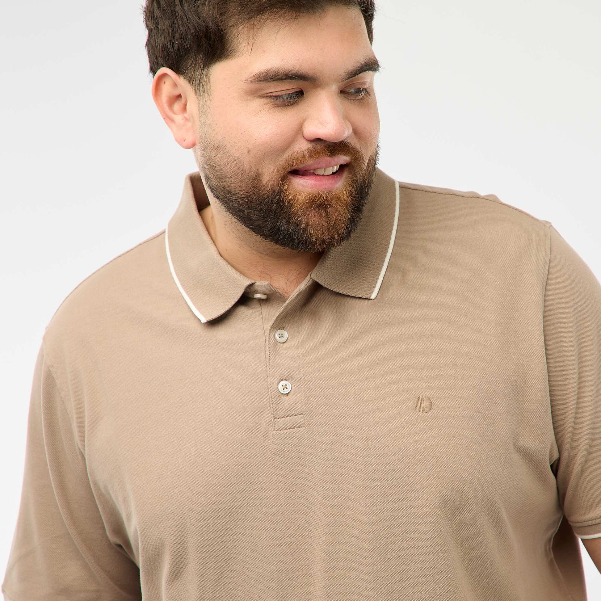 Polo en coton à contrastes MARRON