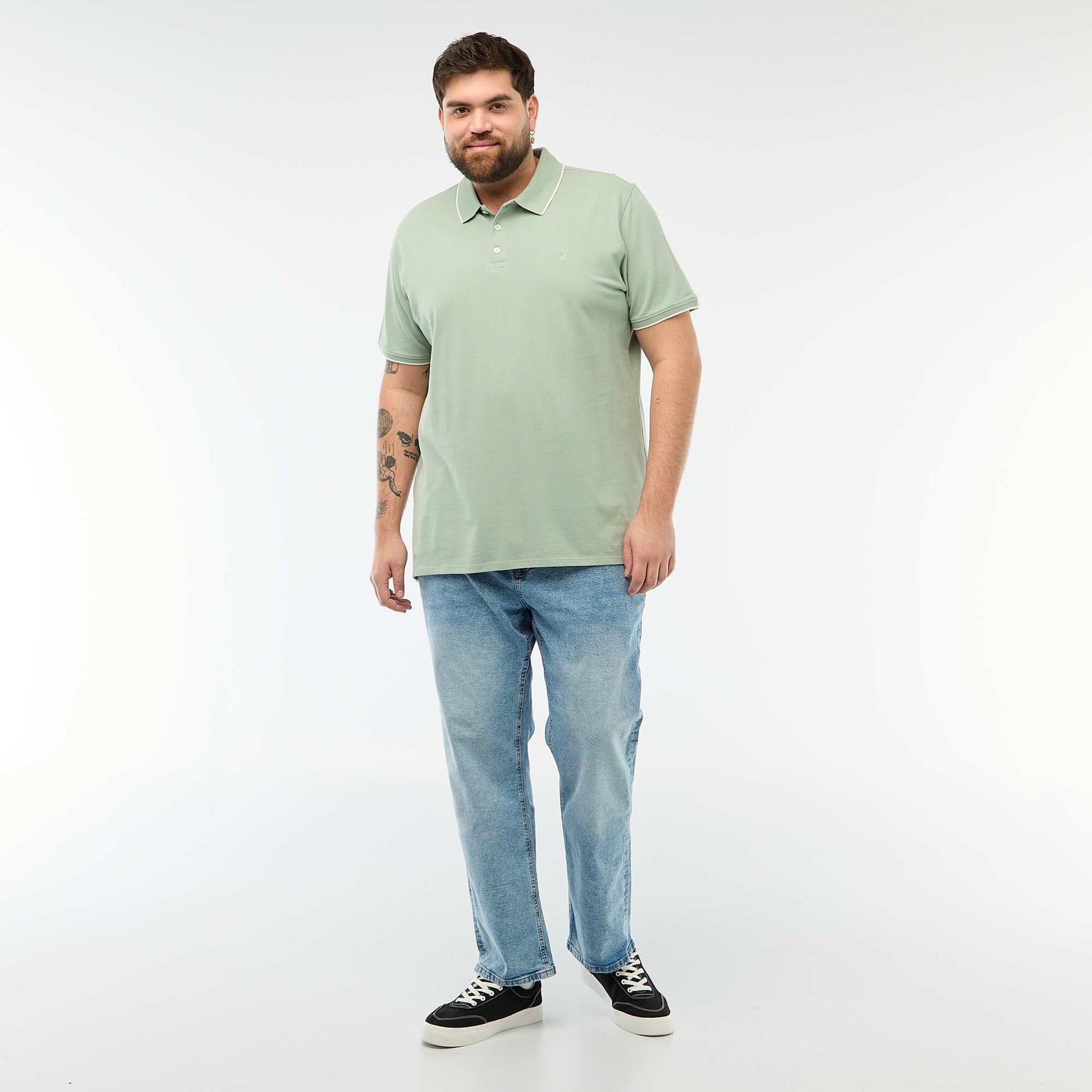 Polo en coton à contrastes VERT