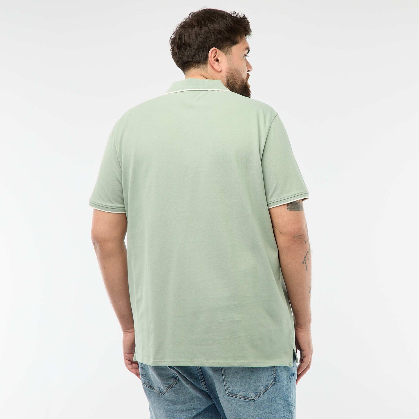 Polo en coton à contrastes VERT