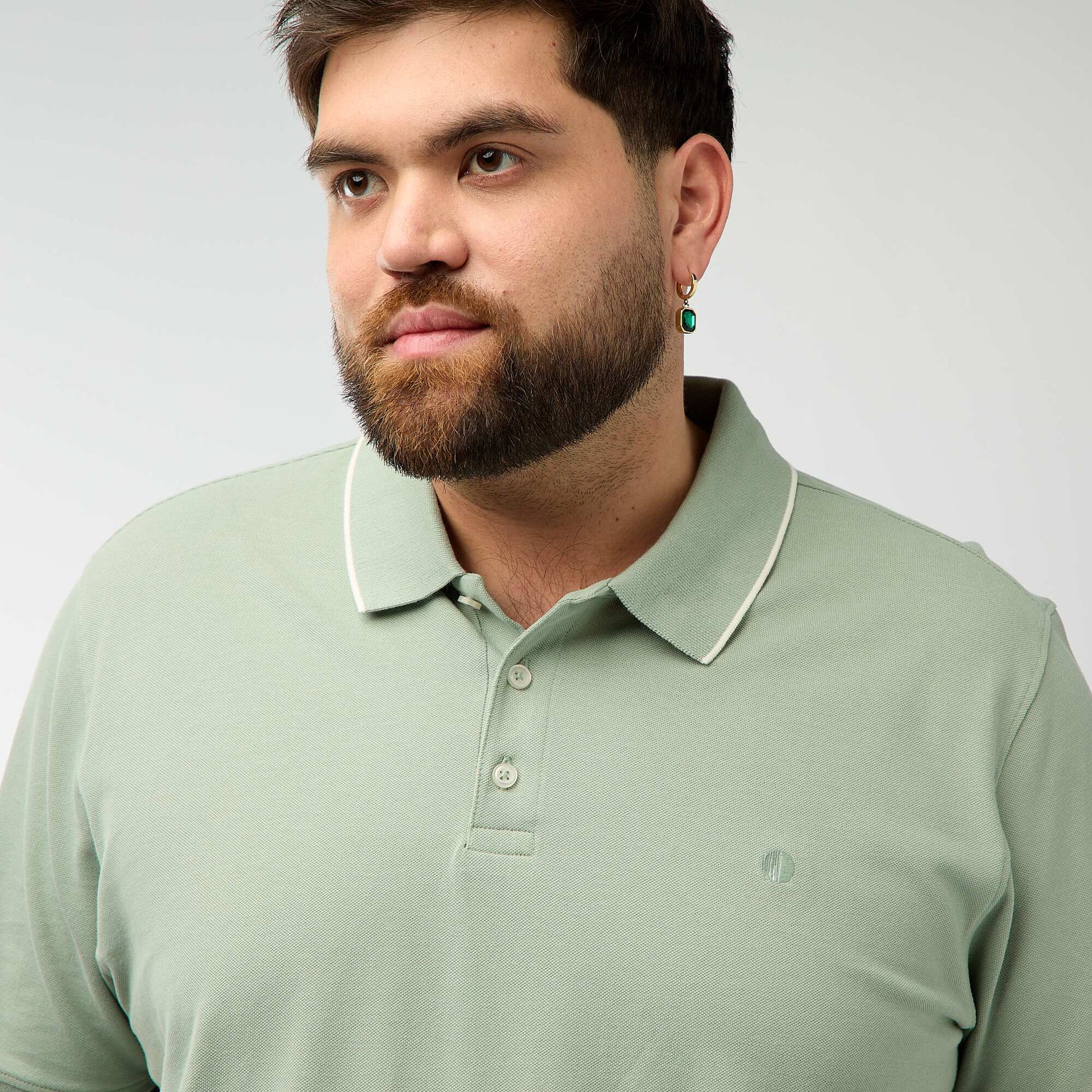 Polo en coton à contrastes VERT