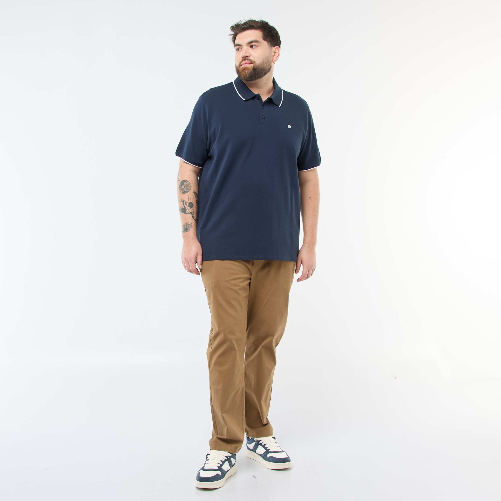 Polo en coton à contrastes BLEU MARINE