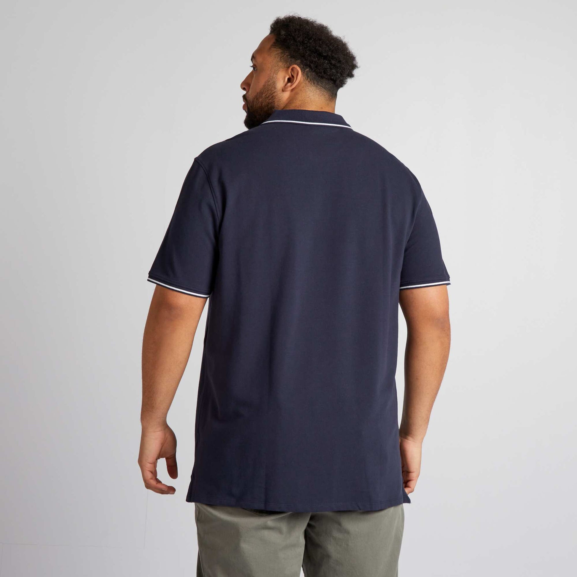 Polo en coton à contrastes BLEU MARINE