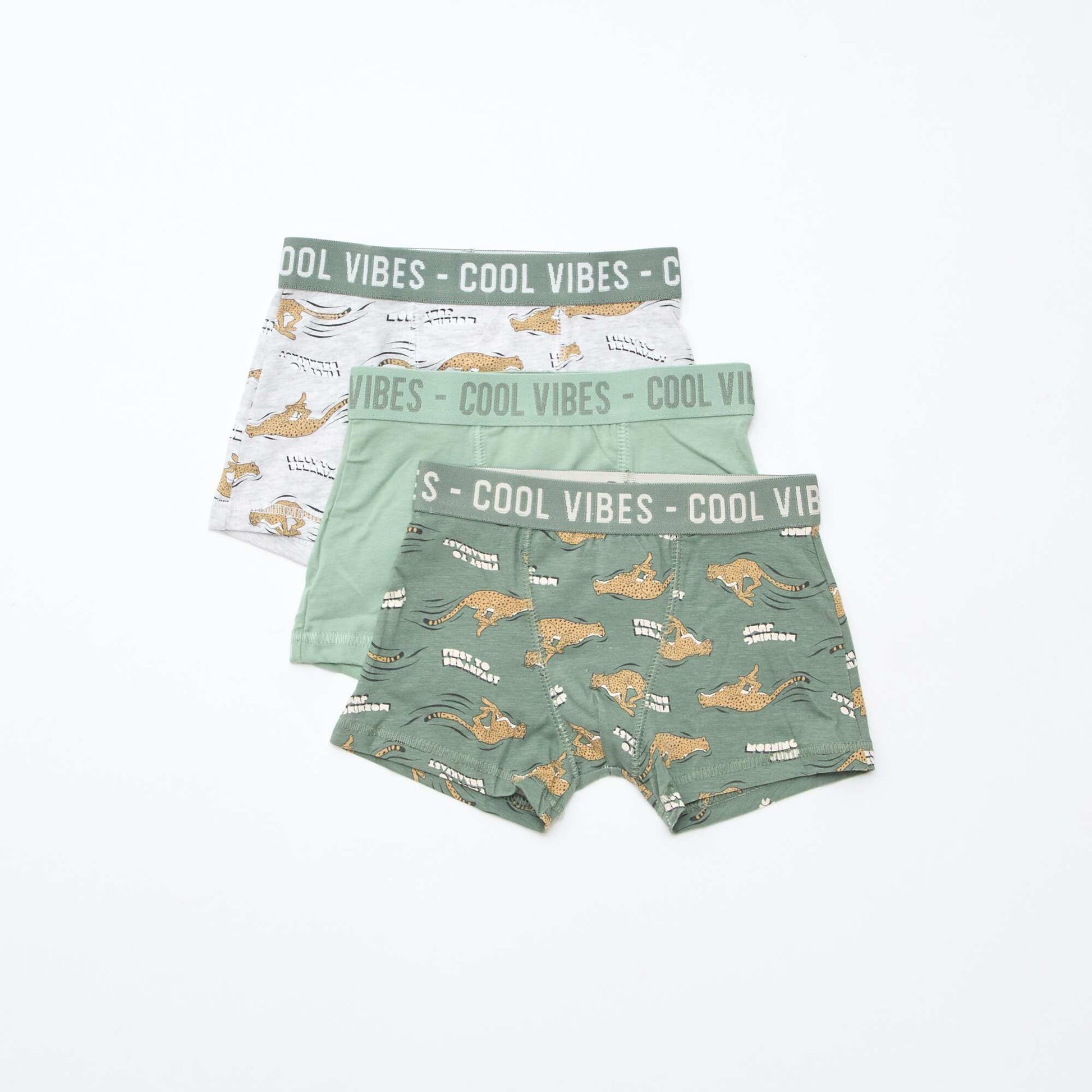 Lot de 3 boxers stretch GRIS/VERT