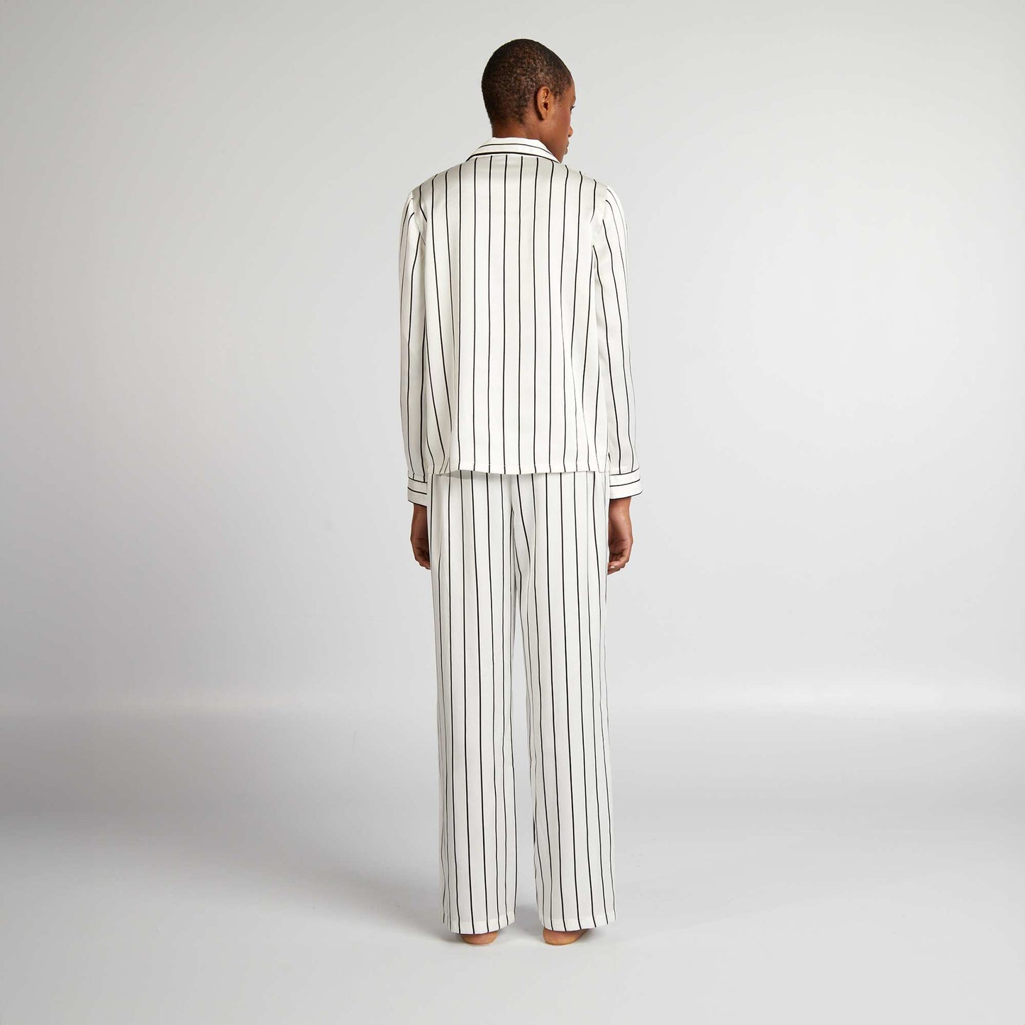 Ensemble pyjama chemisier + pantalon - 2 pi ces Blanc ray