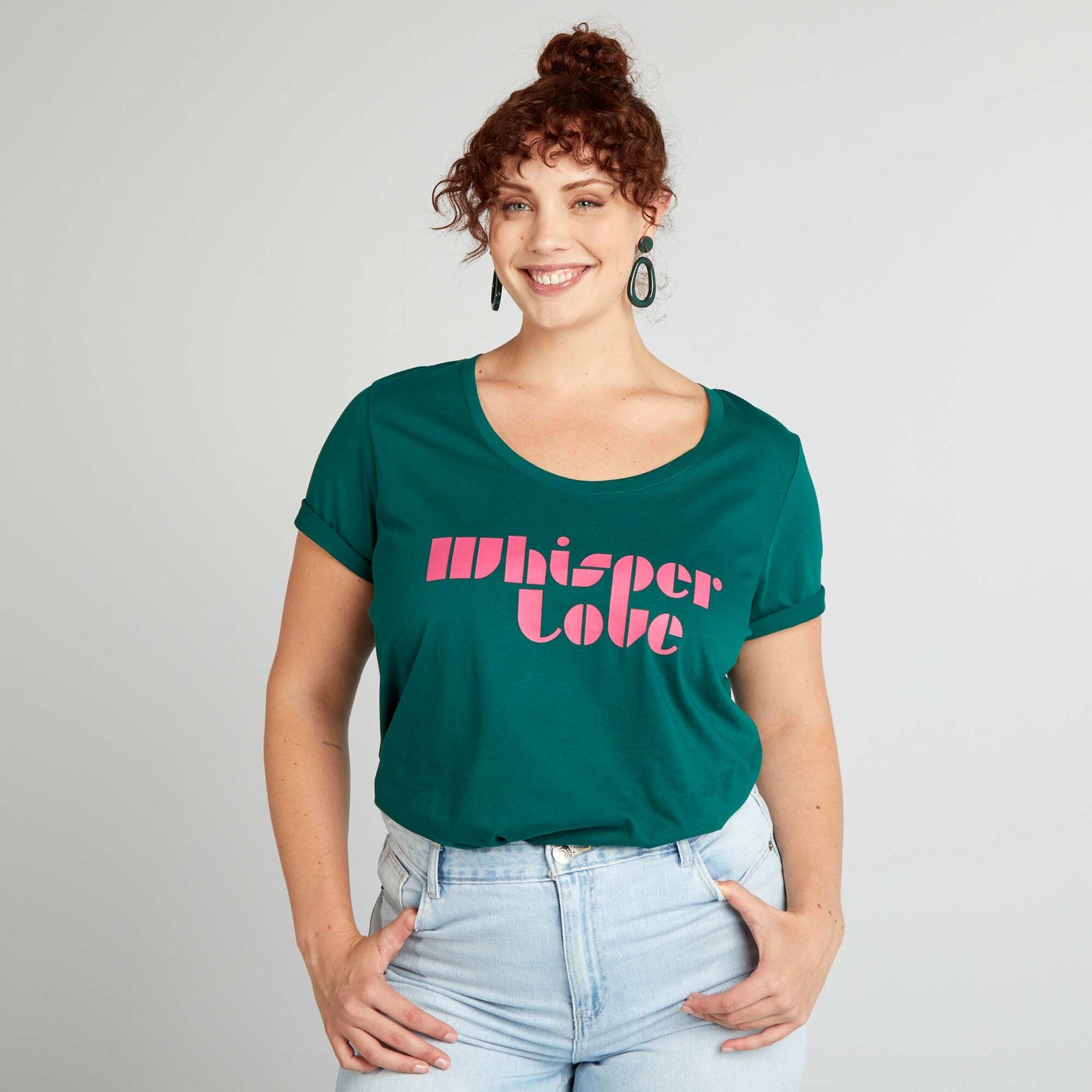 Tee-shirt en coton avec imprim  Vert