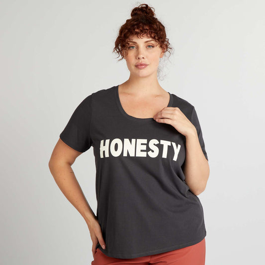 Tee-shirt en coton avec imprim Noir