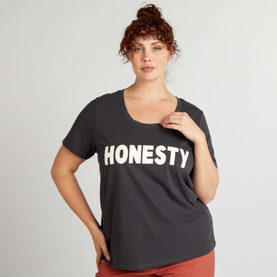 Tee-shirt en coton avec imprim Noir