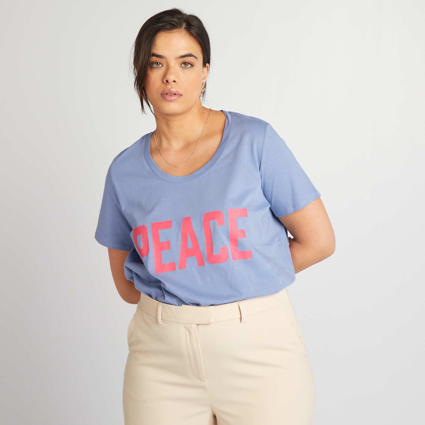 Tee-shirt en coton avec imprimé Bleu foncé