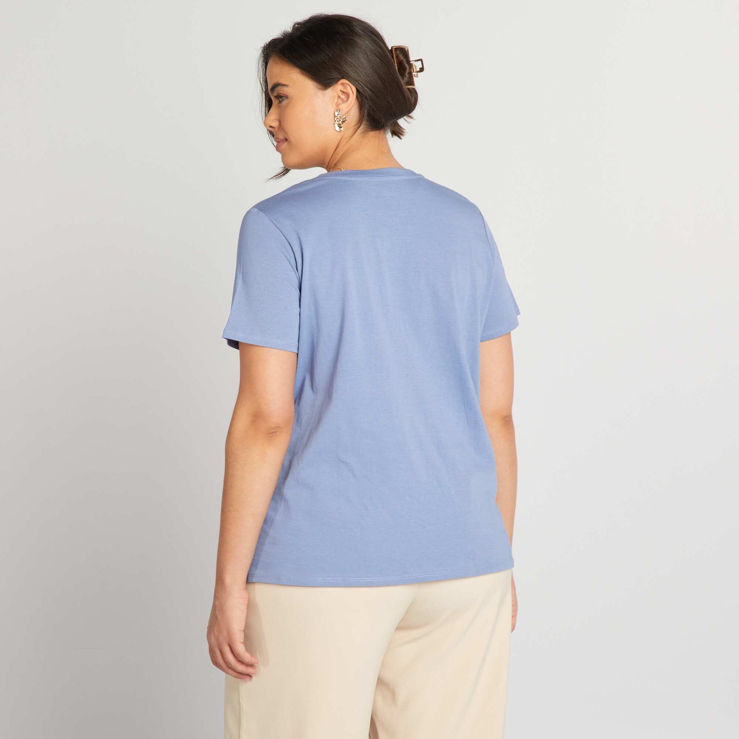 Tee-shirt en coton avec imprimé Bleu foncé