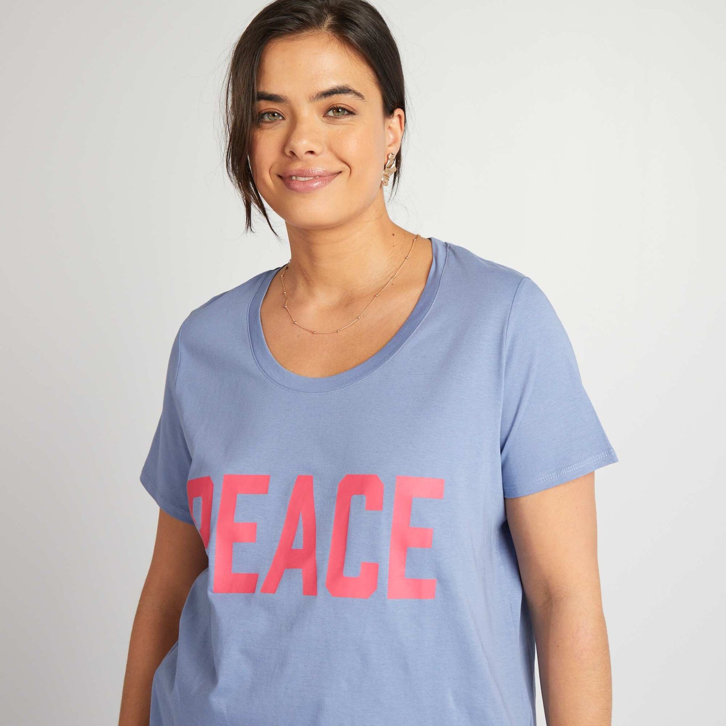 Tee-shirt en coton avec imprimé Bleu foncé