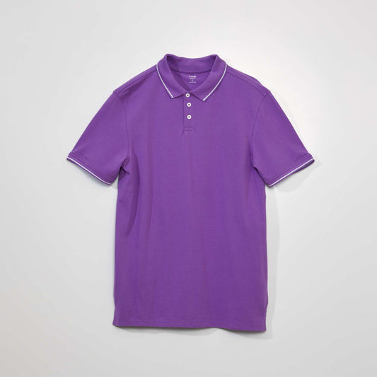 Polo en piqu  de coton Violet