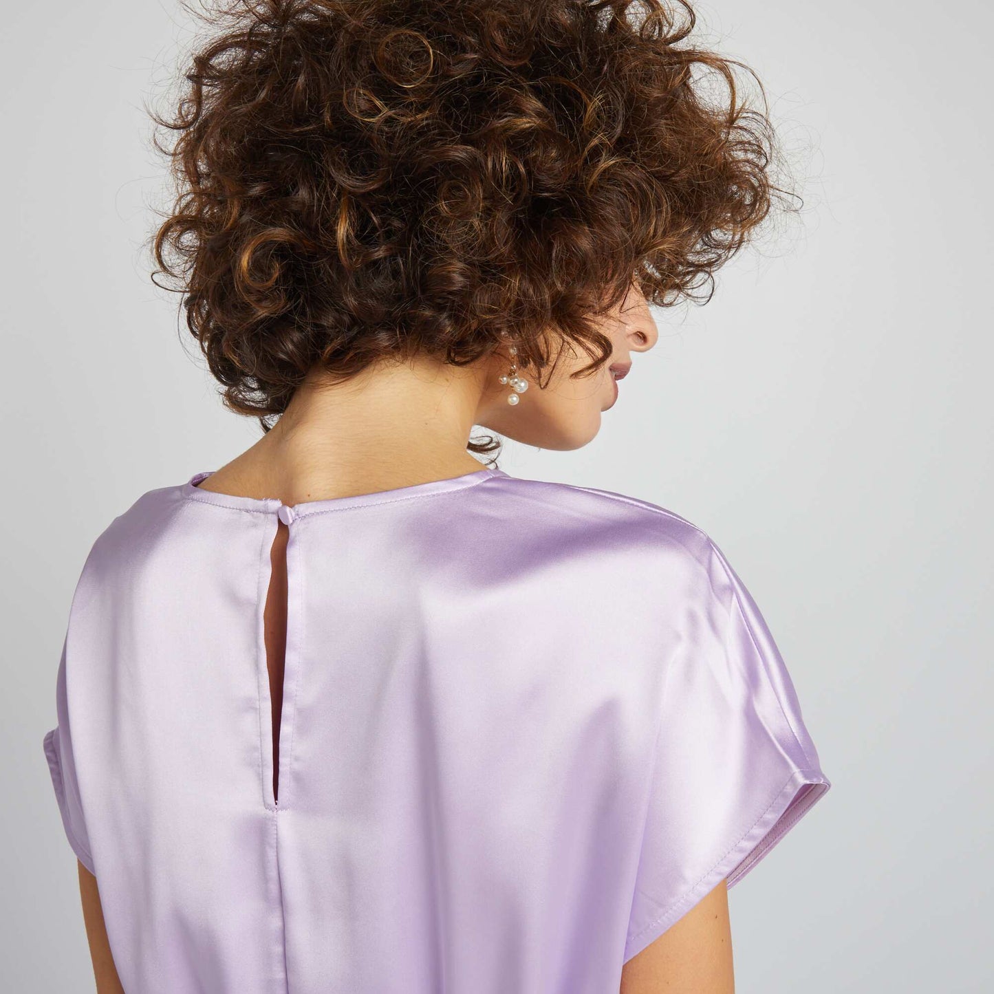 Robe longue en satin nouée devant Violet