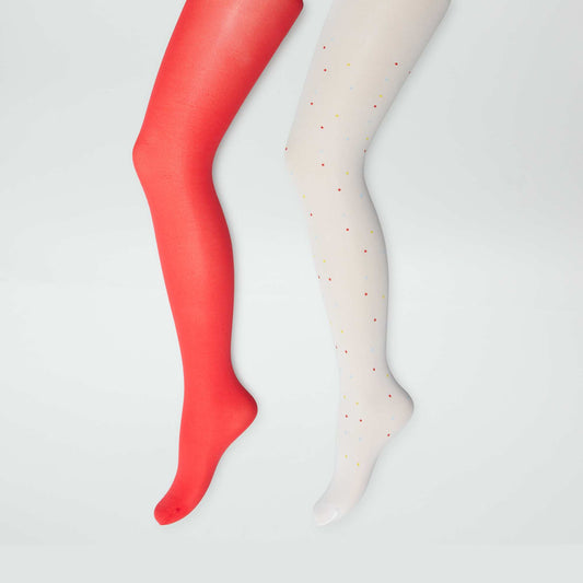 Lot de 2 collants légers fantaisie Rouge