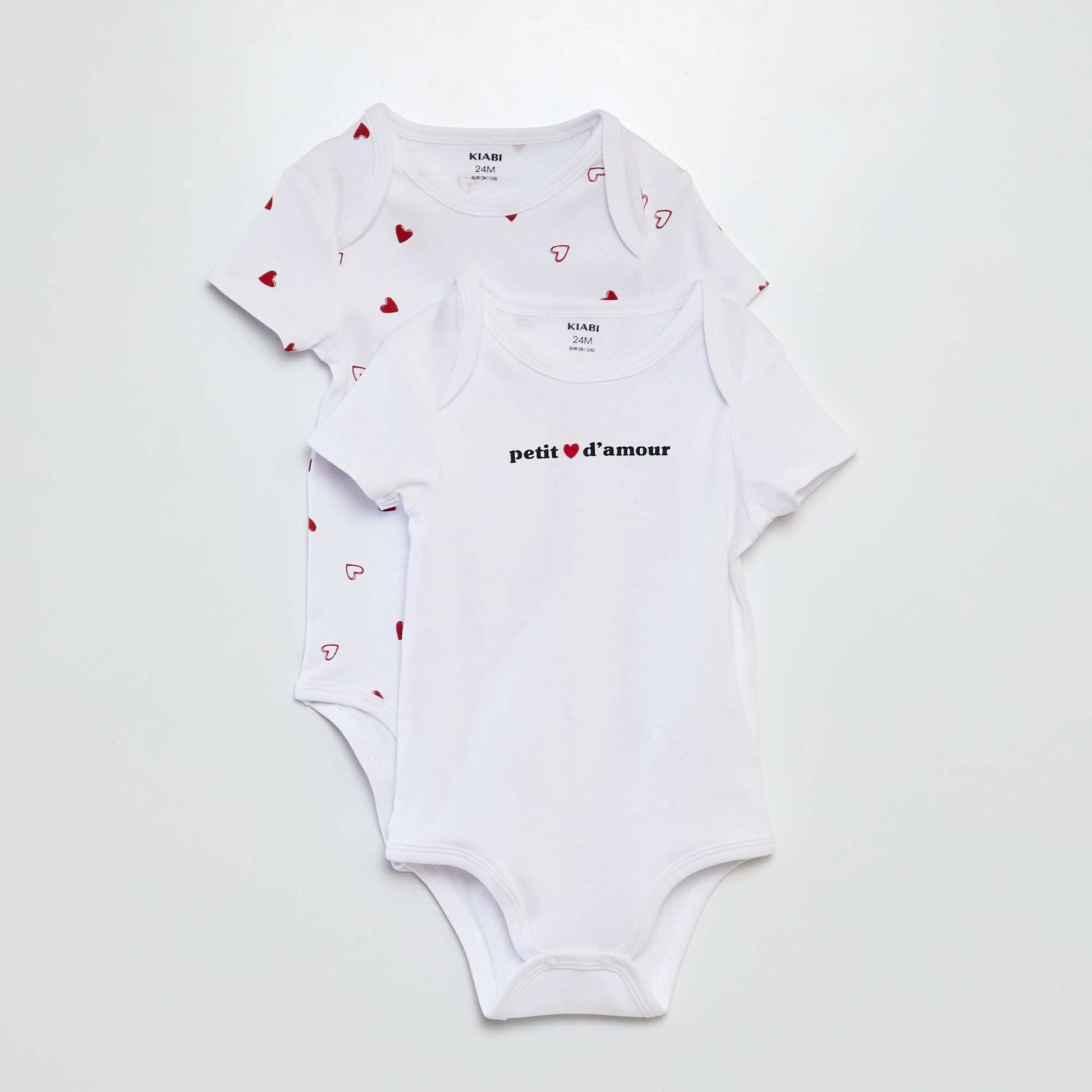 Lot de 2 bodies - Saint-valentin BLANC