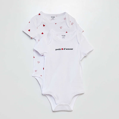 Lot de 2 bodies - Saint-valentin BLANC