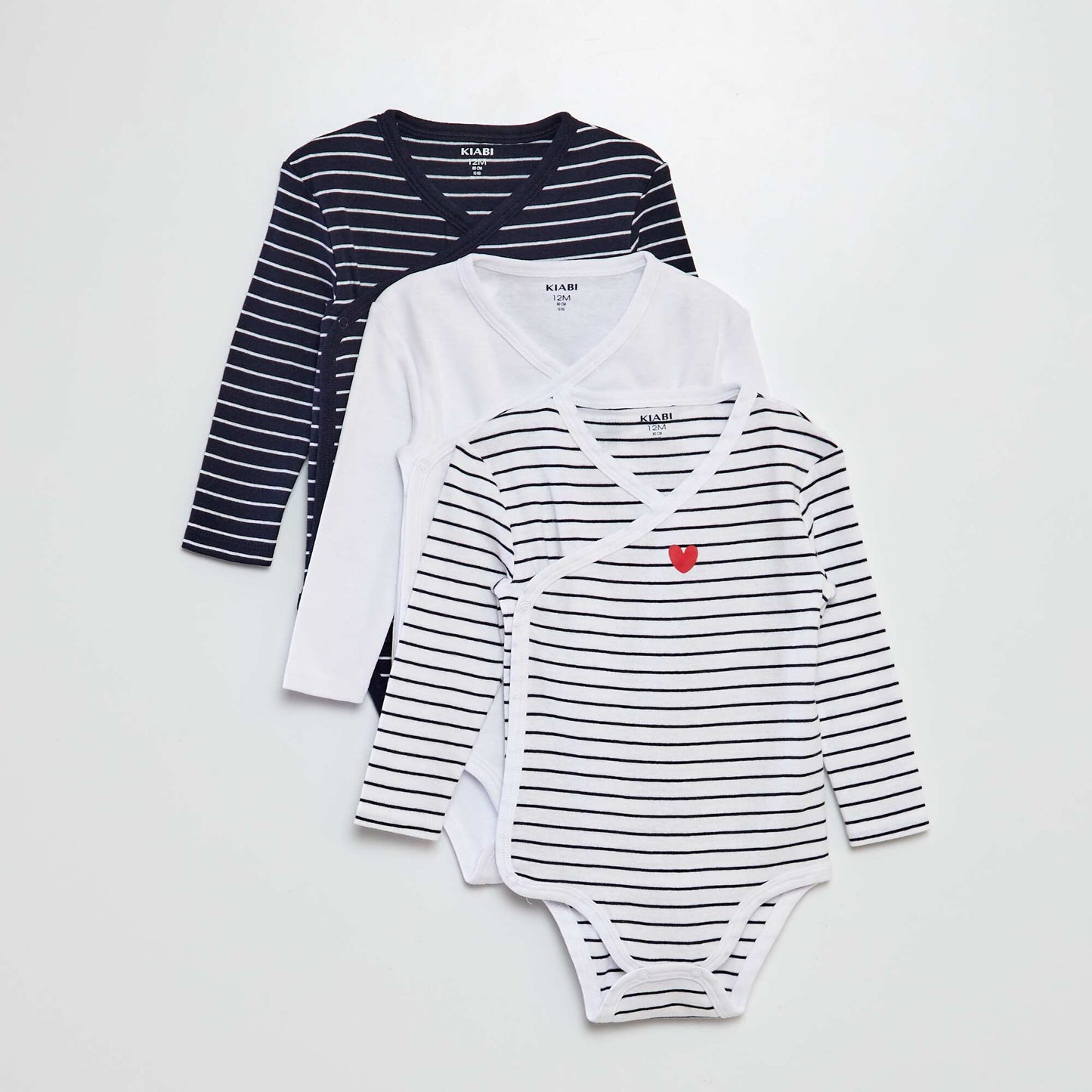 Lot de 3 bodies - Saint-valentin MARINE/BLANC