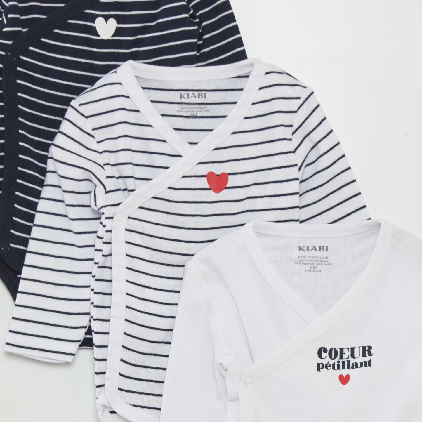 Lot de 3 bodies - Saint-valentin MARINE/BLANC