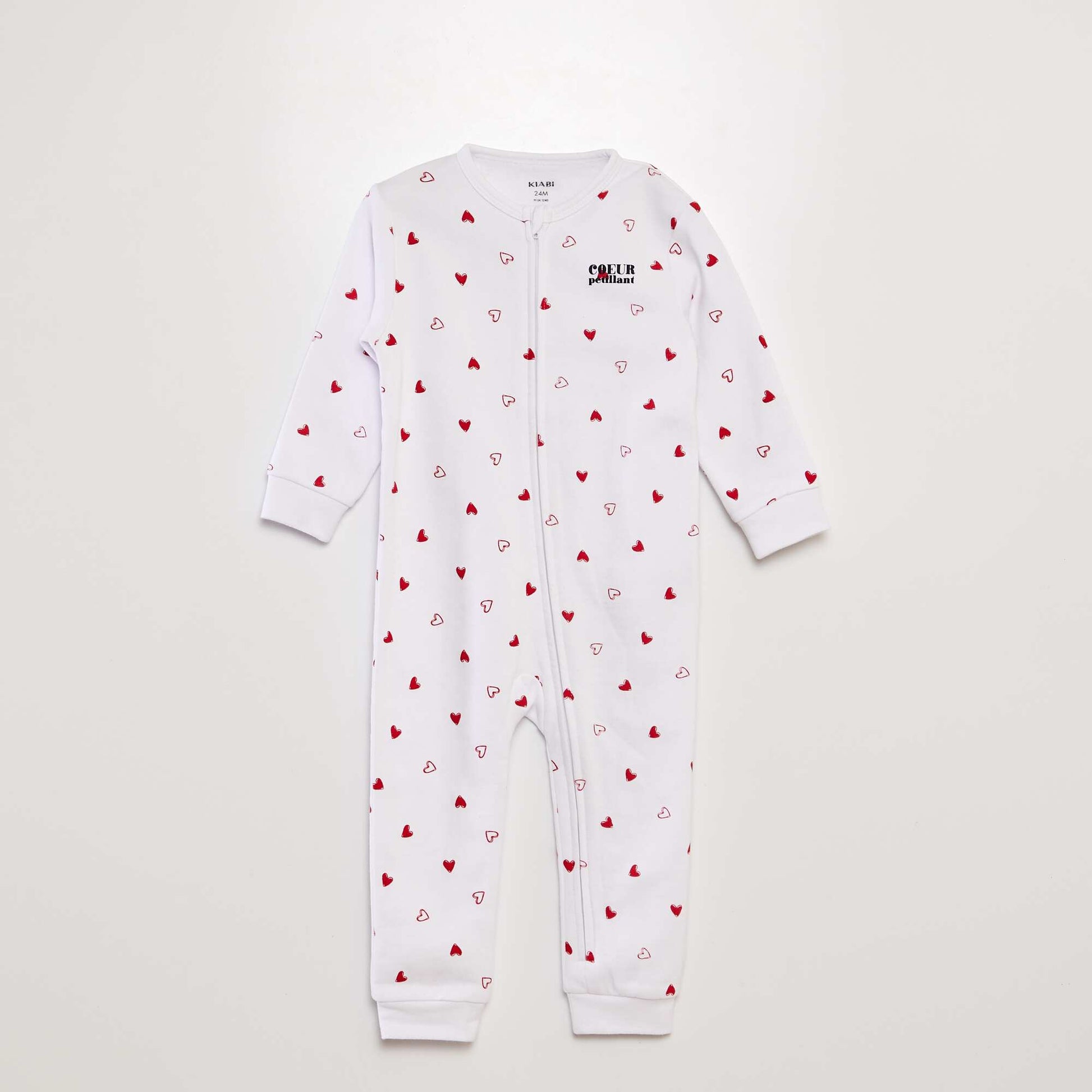 Pyjama long chaud 'Amour' BLANC