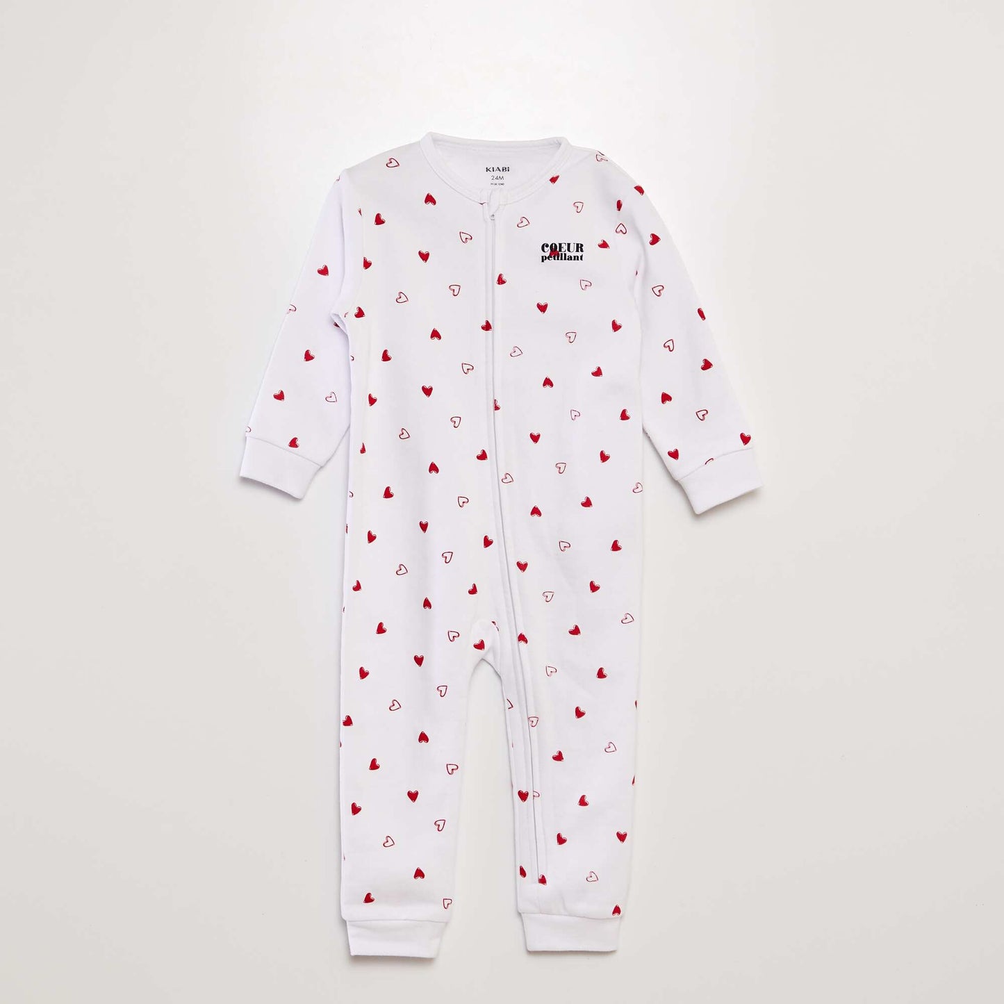 Pyjama long chaud 'Amour' BLANC