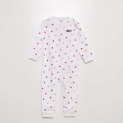 Pyjama long chaud 'Amour' BLANC