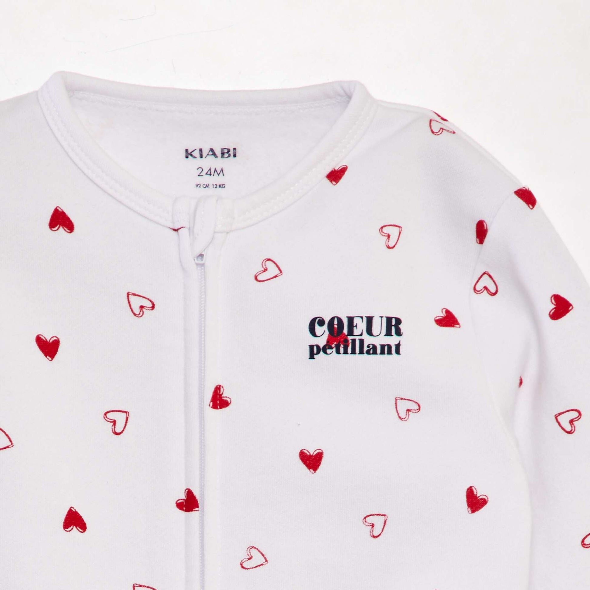 Pyjama long chaud 'Amour' BLANC