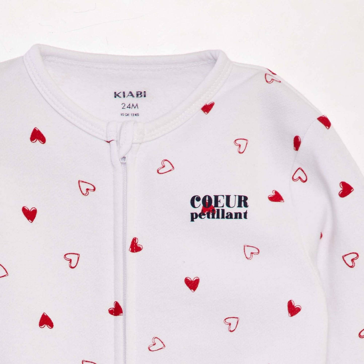 Pyjama long chaud 'Amour' BLANC