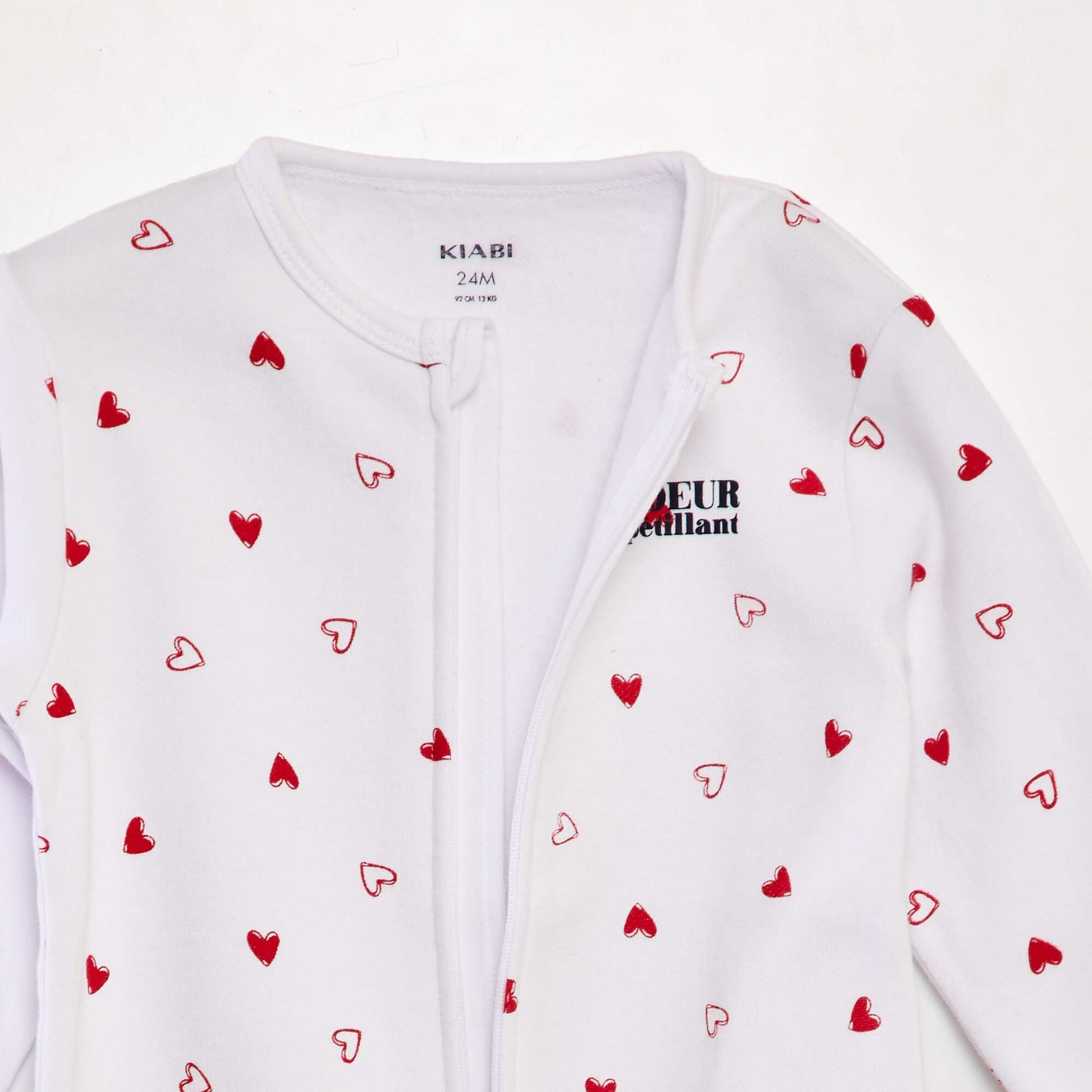 Pyjama long chaud 'Amour' BLANC