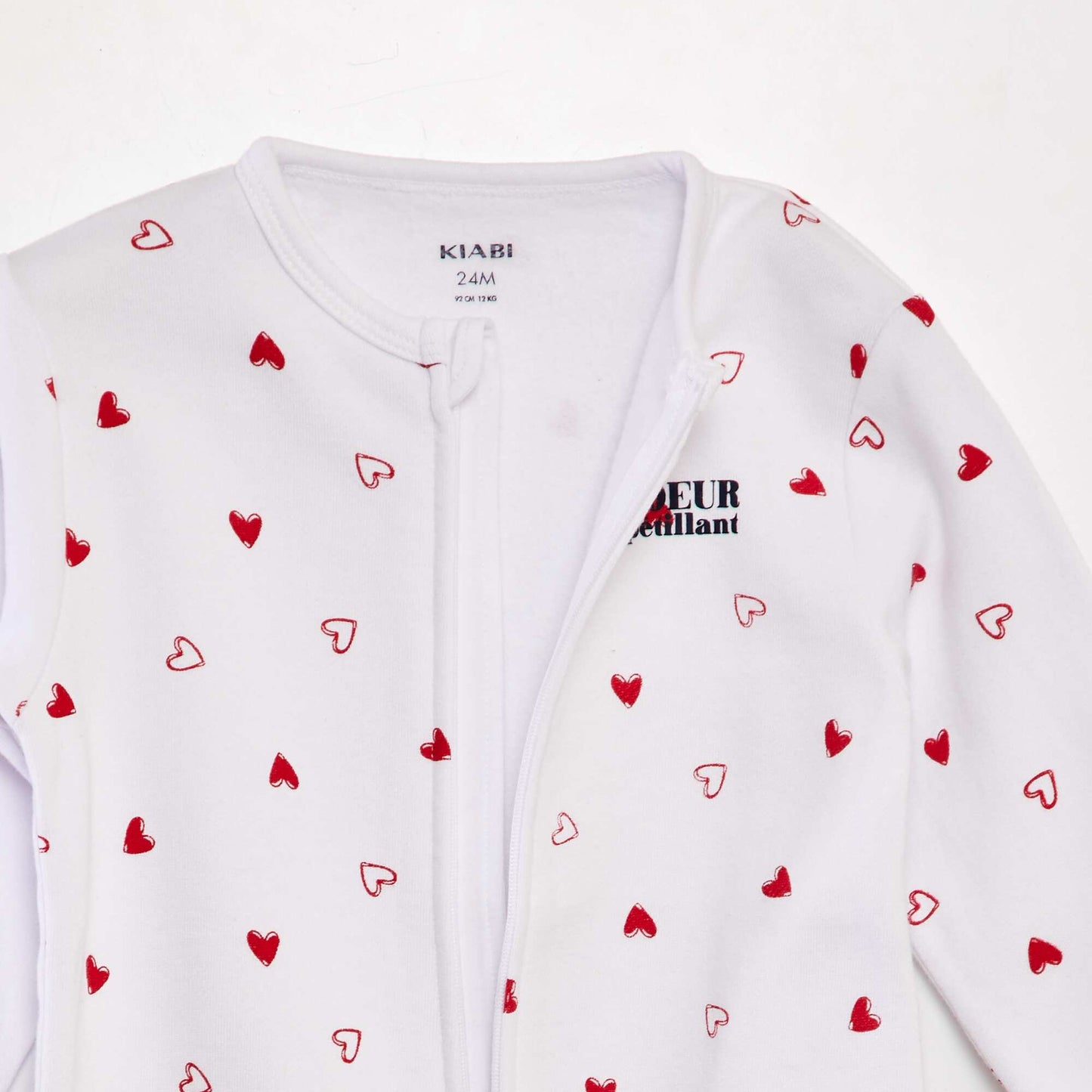 Pyjama long chaud 'Amour' BLANC